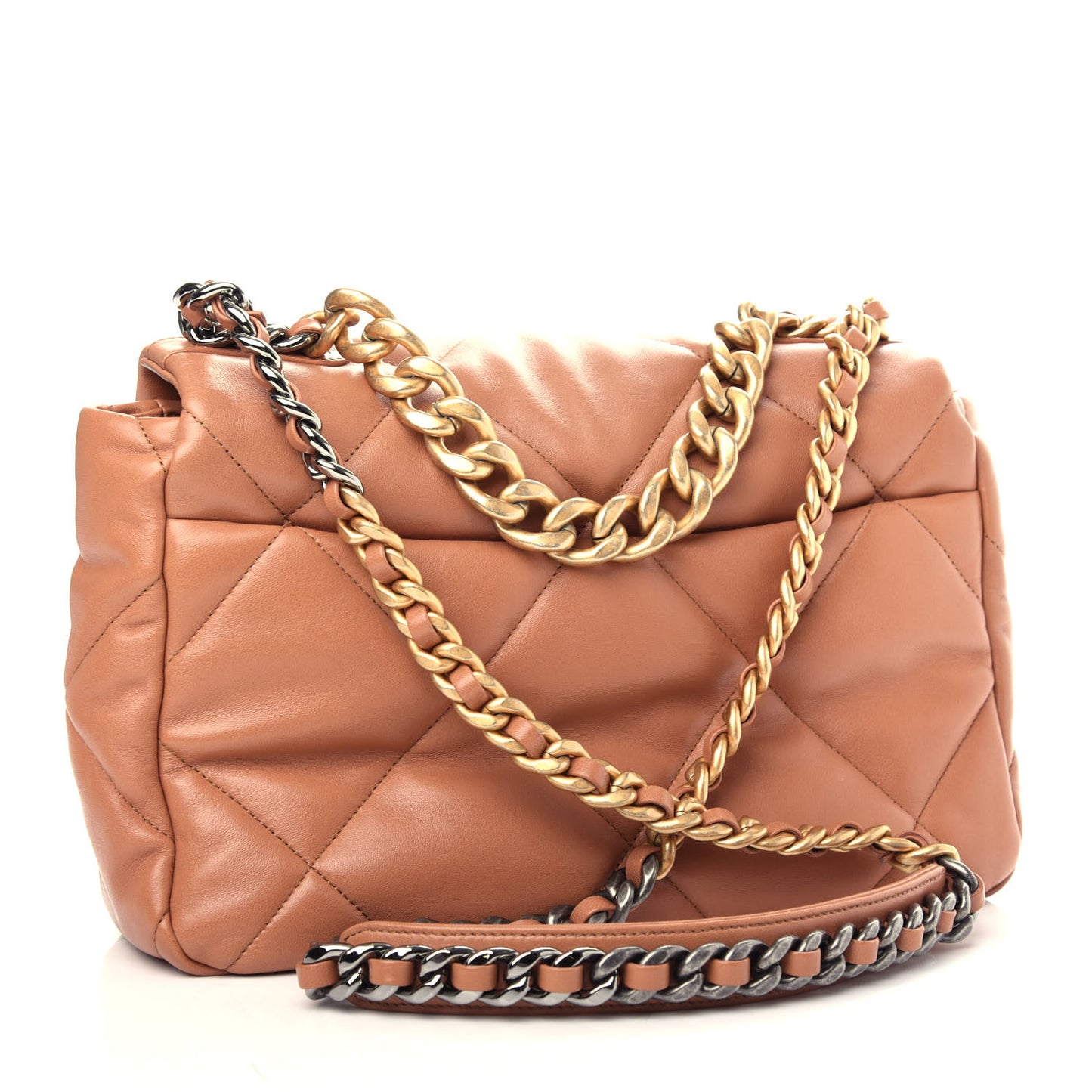 Lambskin Quilted Large Chanel 19 Flap Brown