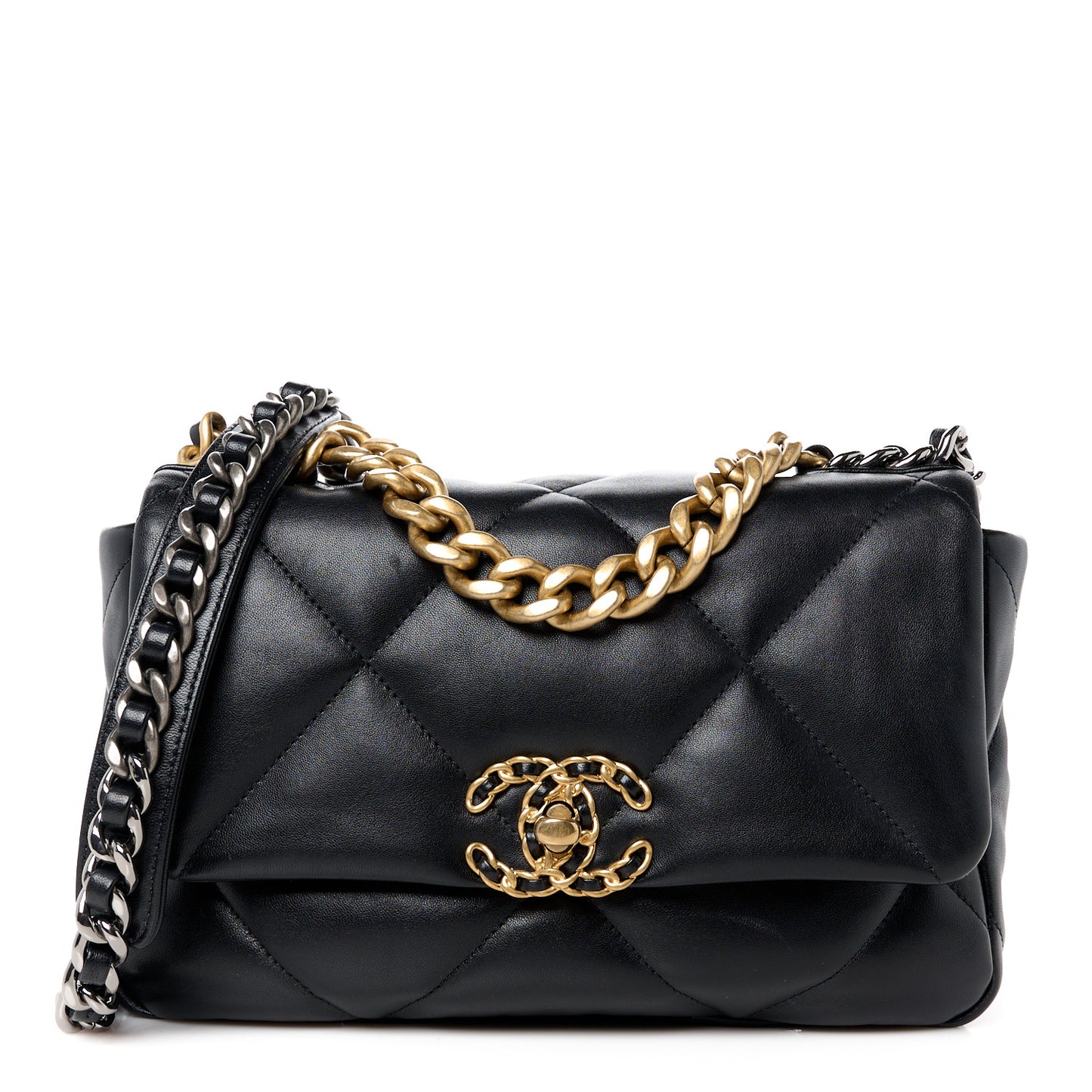 Lambskin Quilted Medium Chanel 19 Flap Black