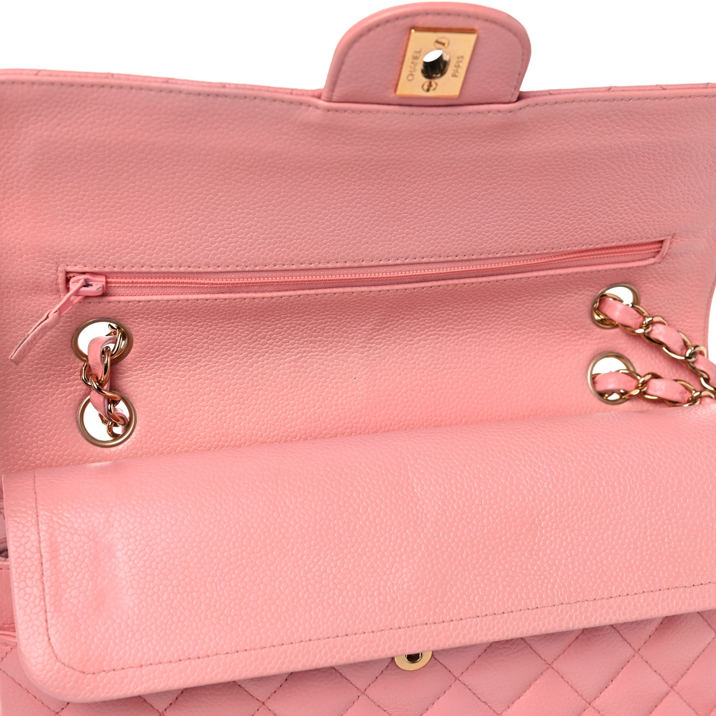 Caviar Quilted Medium Double Flap Pink