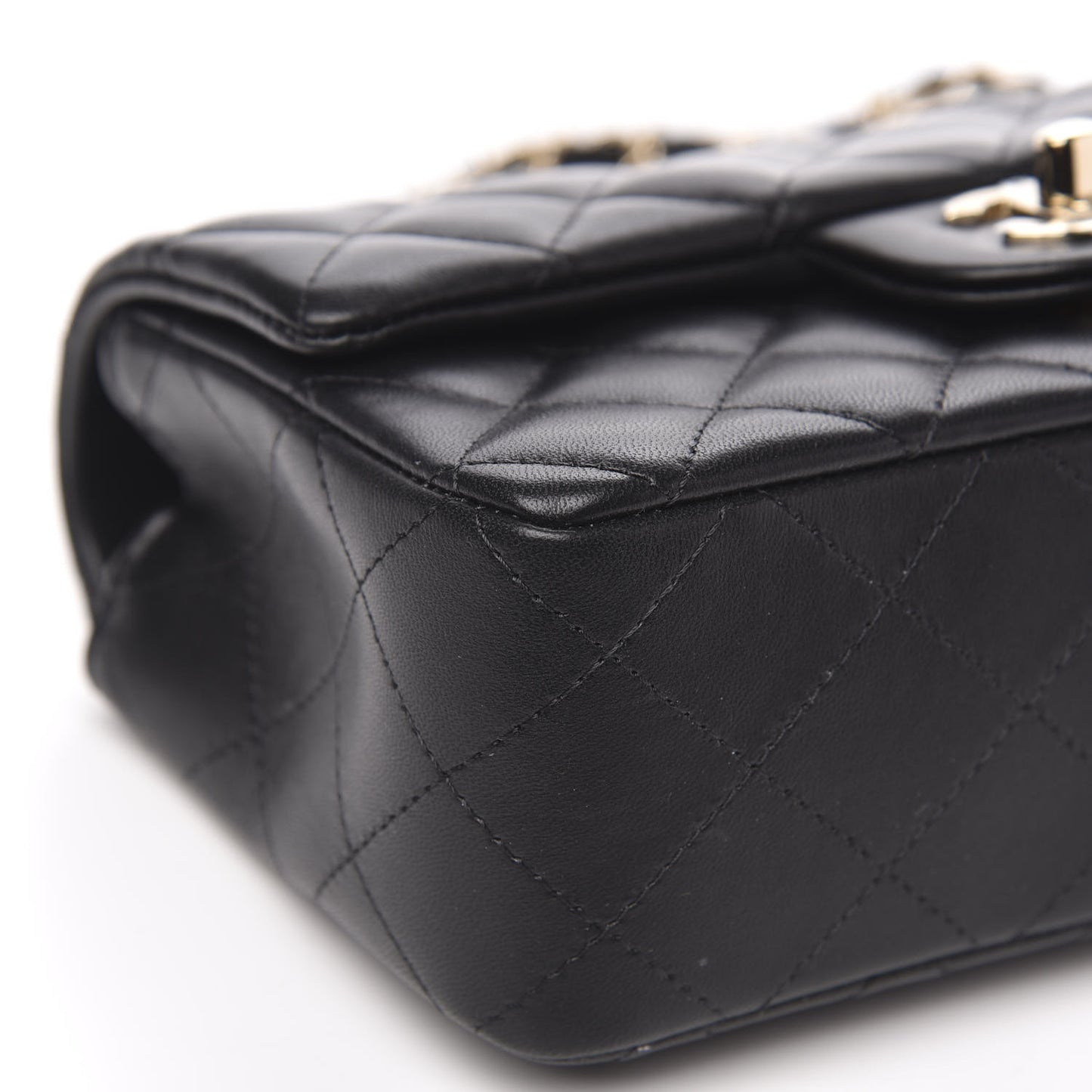 Lambskin Quilted Mini Rectangular Flap Black