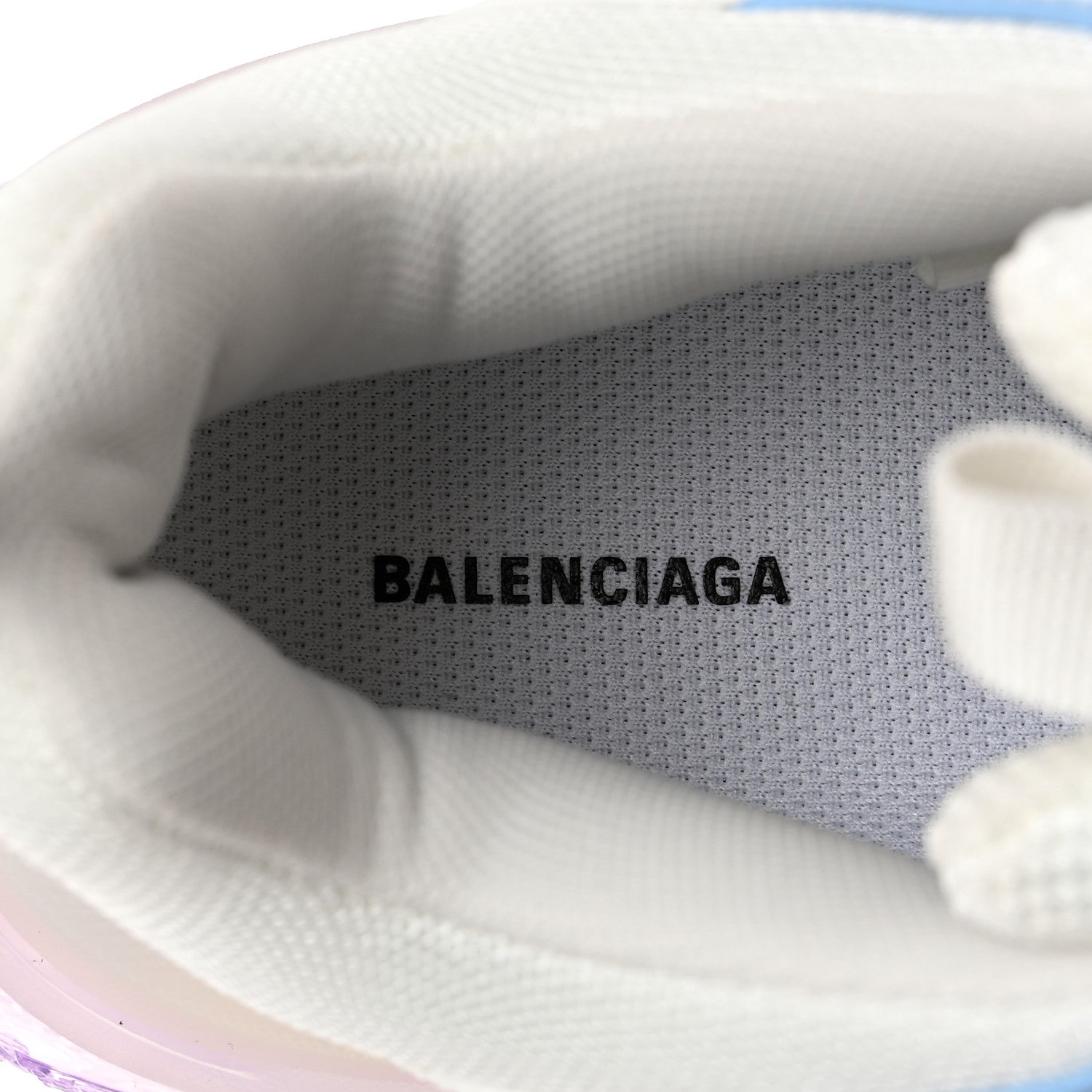 Balenciaga Fabric Mesh Clear Sole Womens Triple S Sneakers 40 Light Blue Grey Lilac White 6 of 8