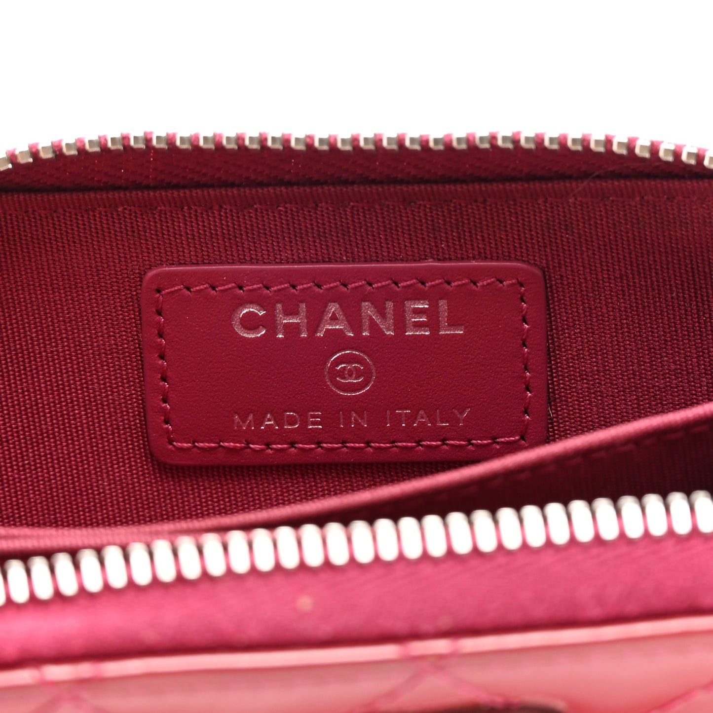 Patent Calfskin Quilted Brilliant Zip Coin Purse Wallet Red