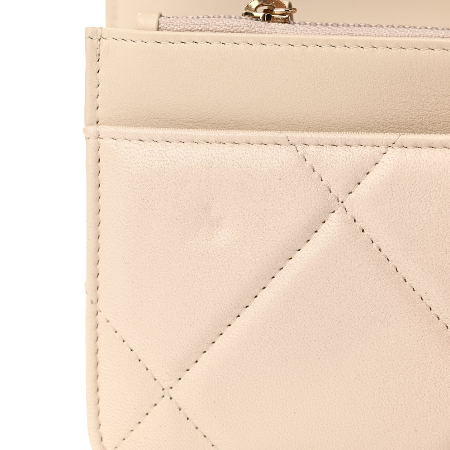 Lambskin Quilted Chanel 19 Wallet On Chain WOC Light Beige