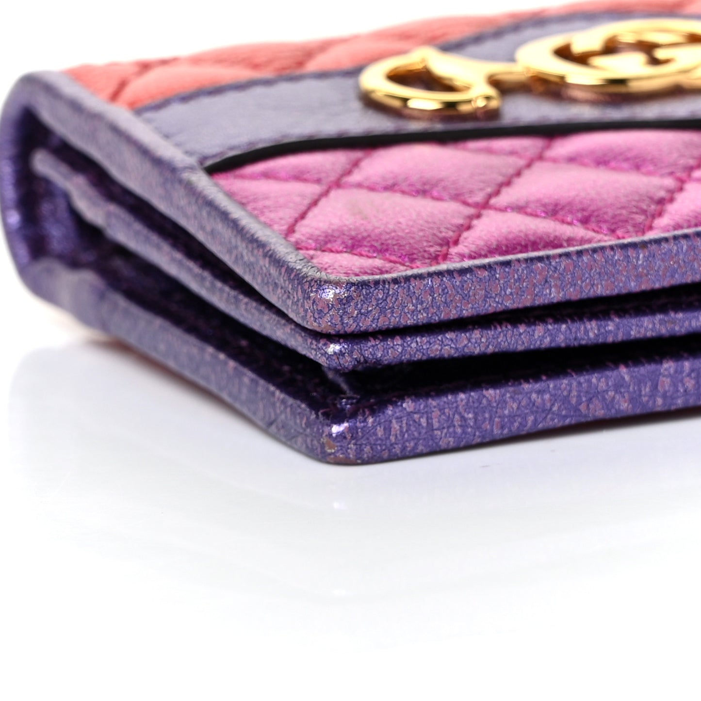 Laminated Nappa Trapuntata Zumi Card Case Rosso Fuxia Bizantin