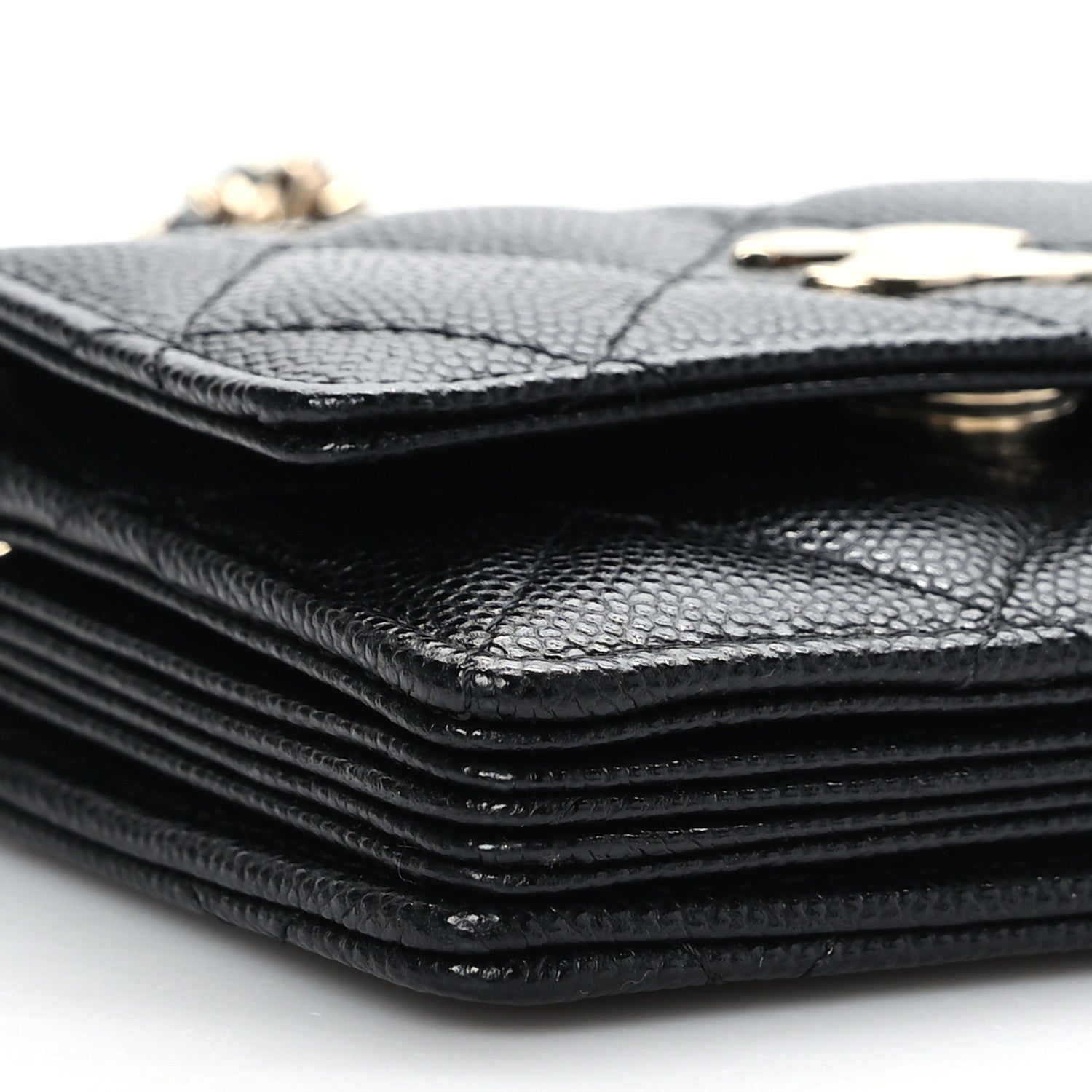 Chanel Caviar Quilted Card Holder With Charms On Chain Black 9 of 10