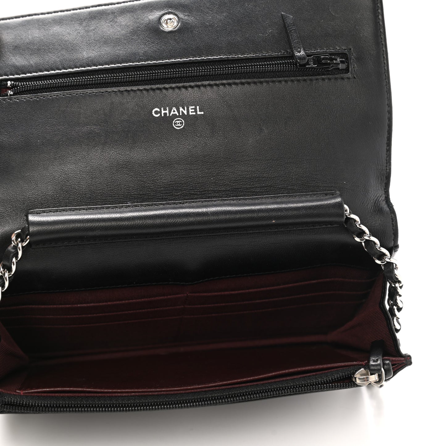 Lambskin Quilted Wallet On Chain WOC Black