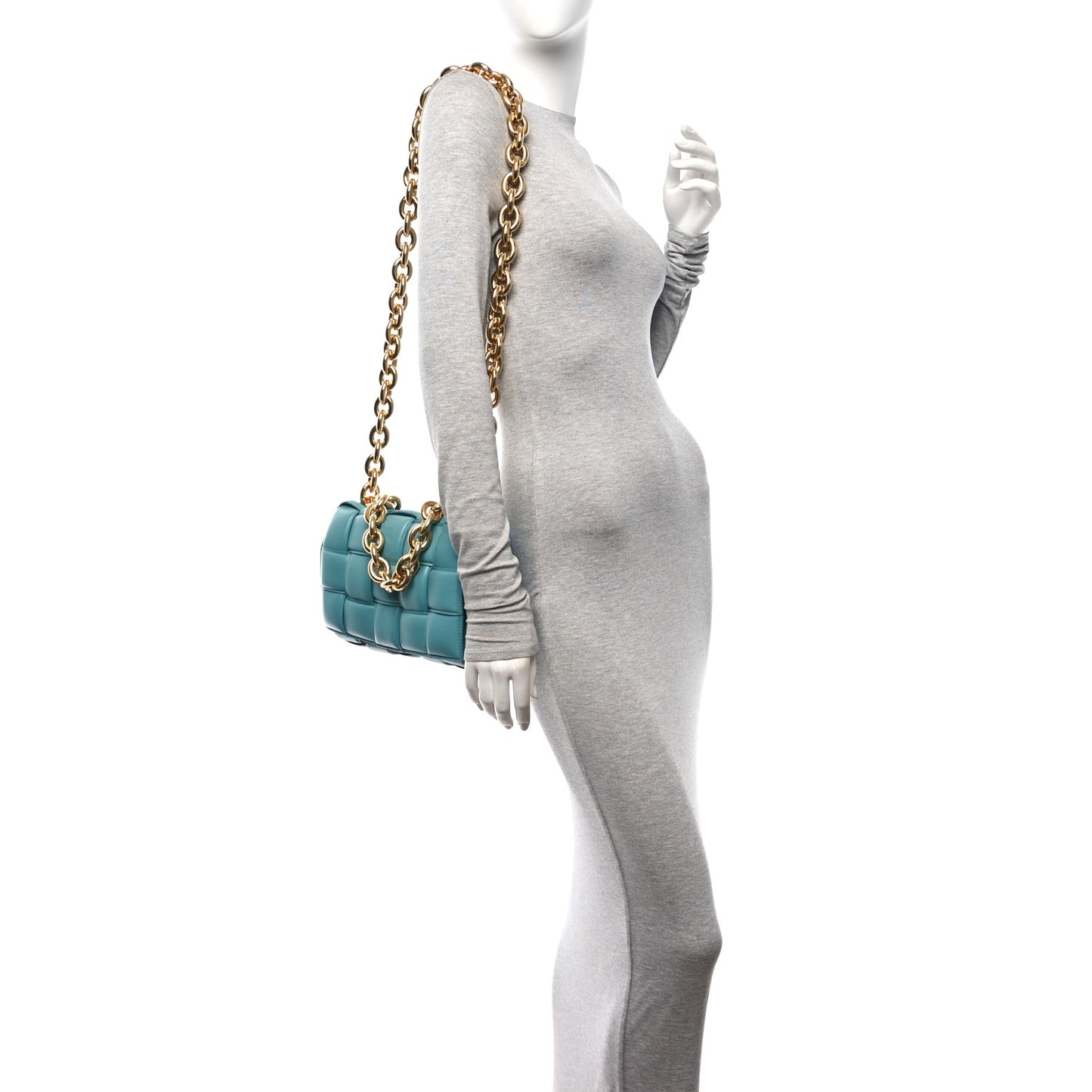 Lambskin Maxi Intreccio Padded Chain Cassette Crossbody Bag Linoleum