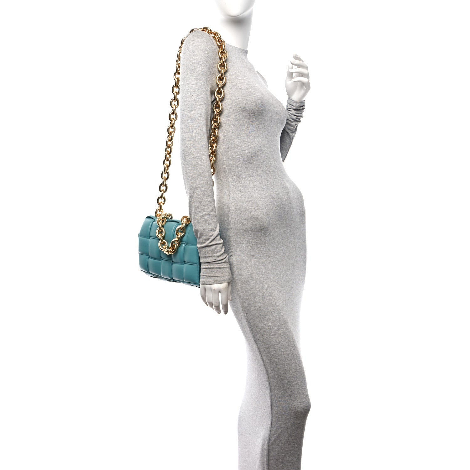 Bottega Veneta Lambskin Maxi Intreccio Padded Chain Cassette Crossbody Bag Linoleum 2 of 10