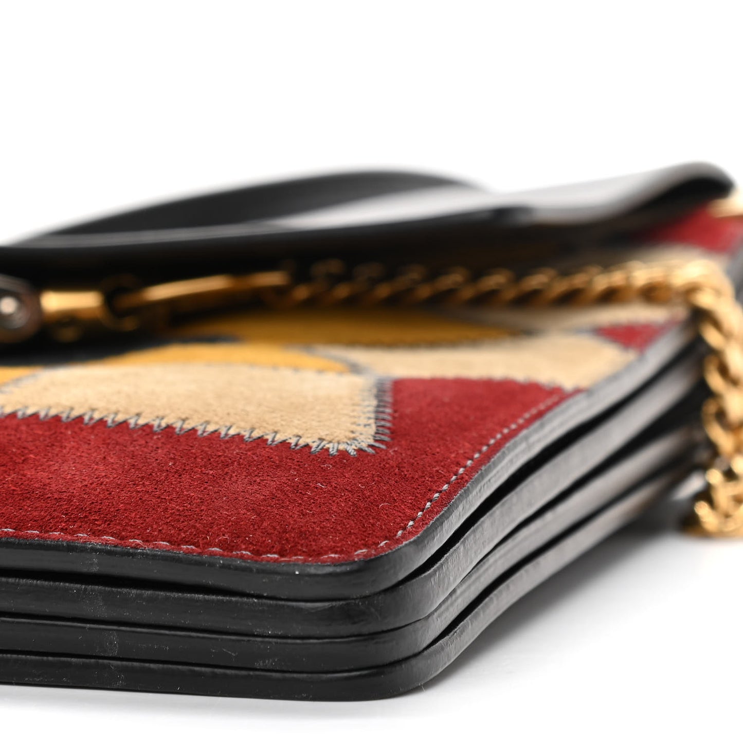 Suede Wonder Woman Patchwork Medium Faye Shoulder Bag Black