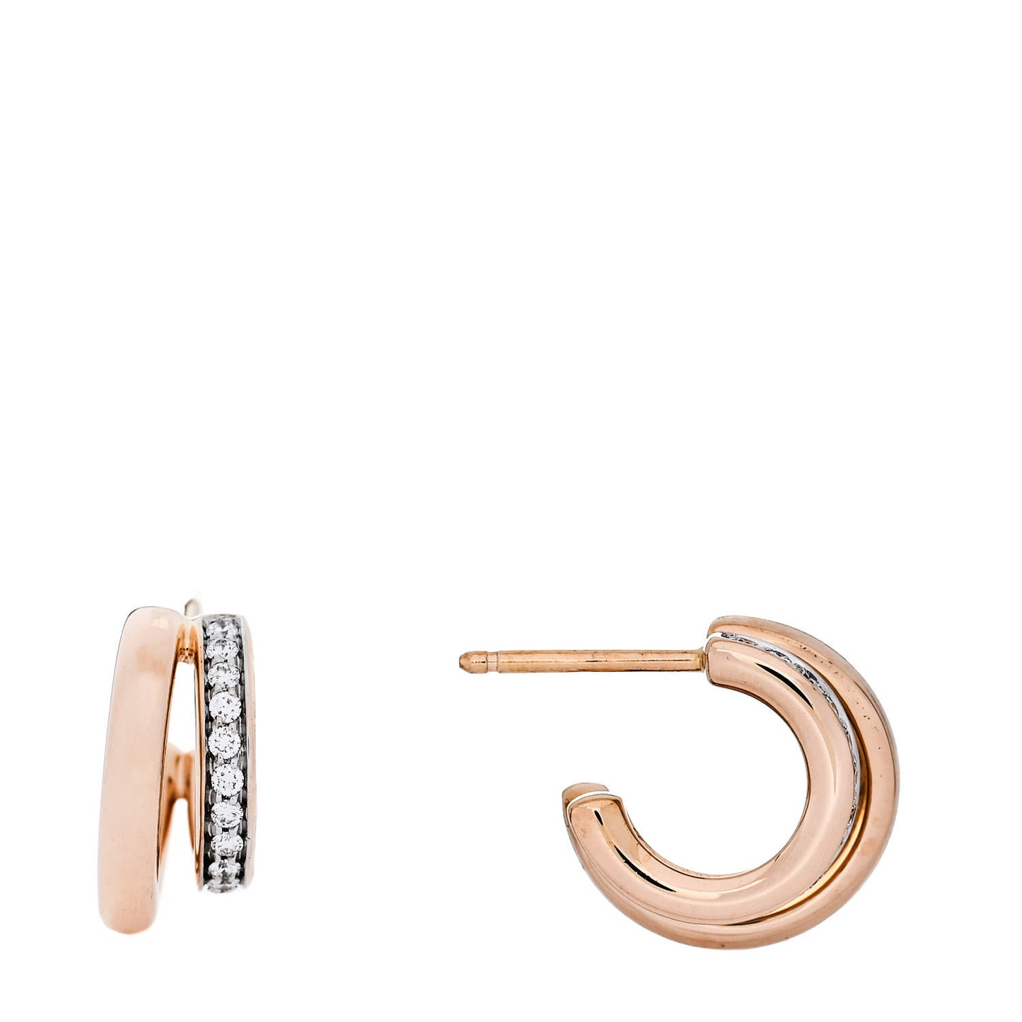 18K Rose Gold Diamond Iconica Double Hoop Earrings