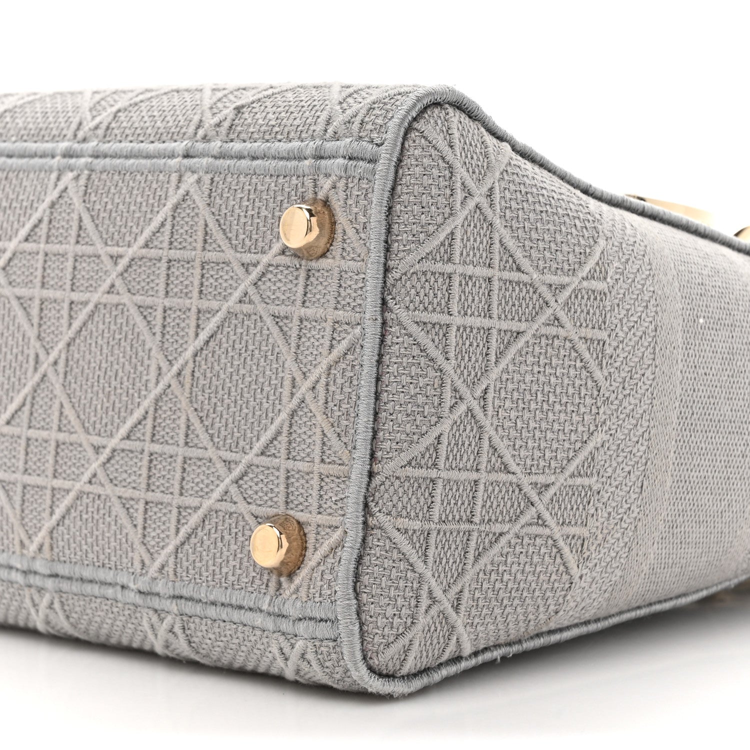 Christian Dior Canvas Embroidered Cannage Medium Lady D-Lite Gray 9 of 10