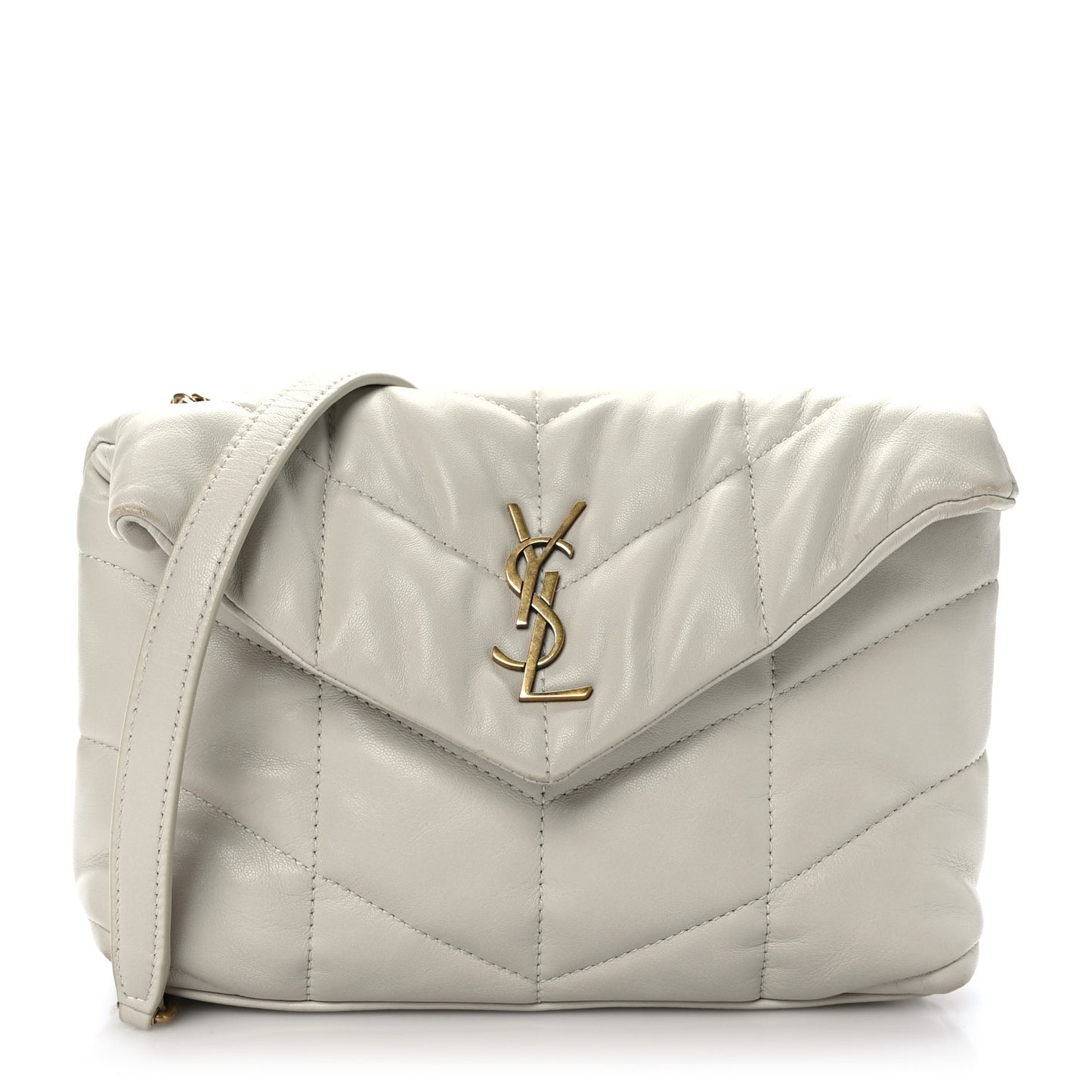 Lambskin Quilted Toy Loulou Puffer Monogram Chain Satchel Crema Soft