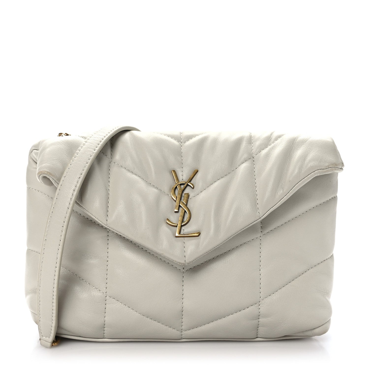 Saint Laurent Lambskin Quilted Toy Loulou Puffer Monogram Chain Satchel Crema Soft 1 of 10