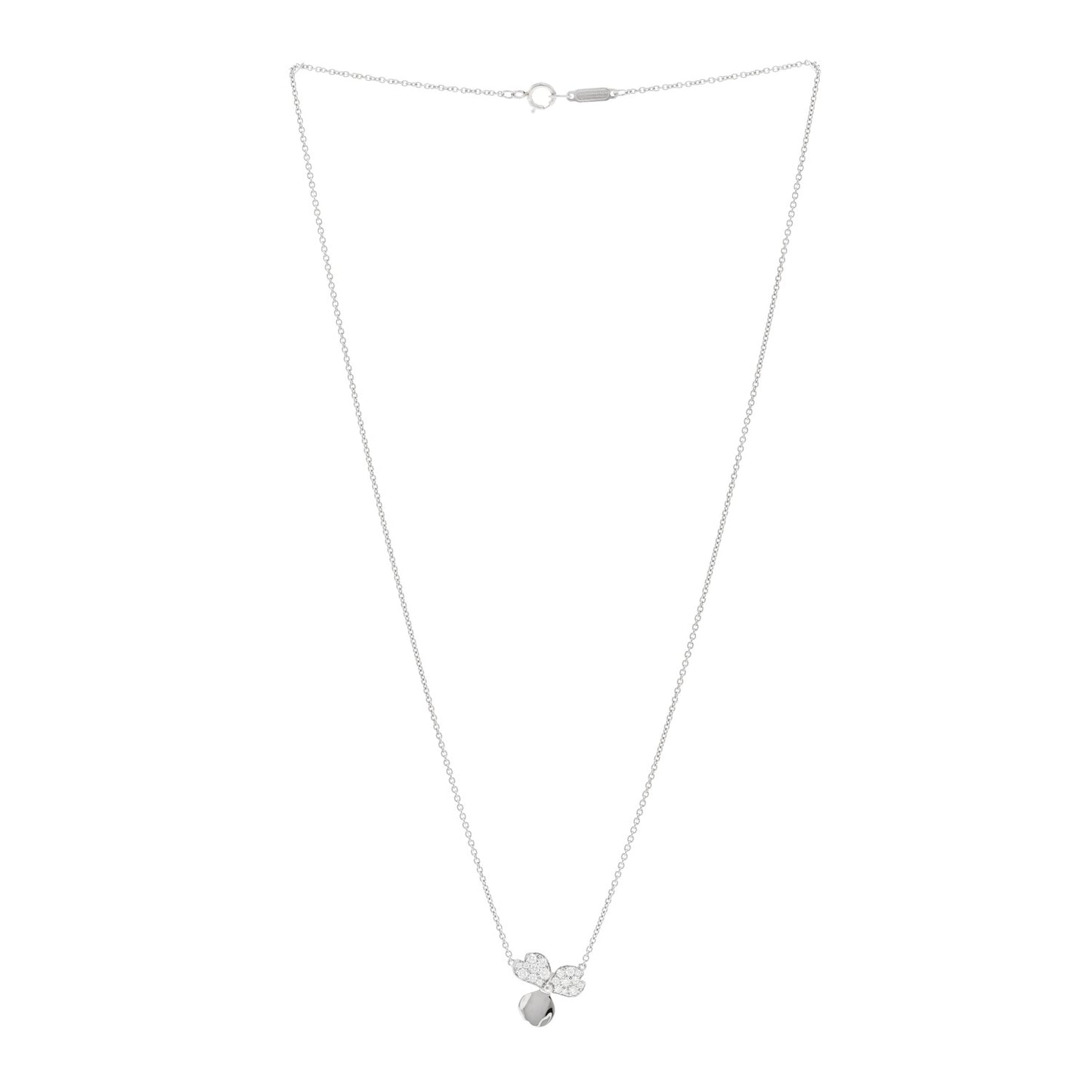 Platinum Diamond .17ctw Small Paper Flowers Pendant Necklace