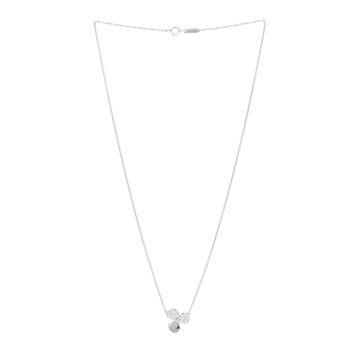 Tiffany Platinum Diamond .17ctw Small Paper Flowers Pendant Necklace 3 of 5