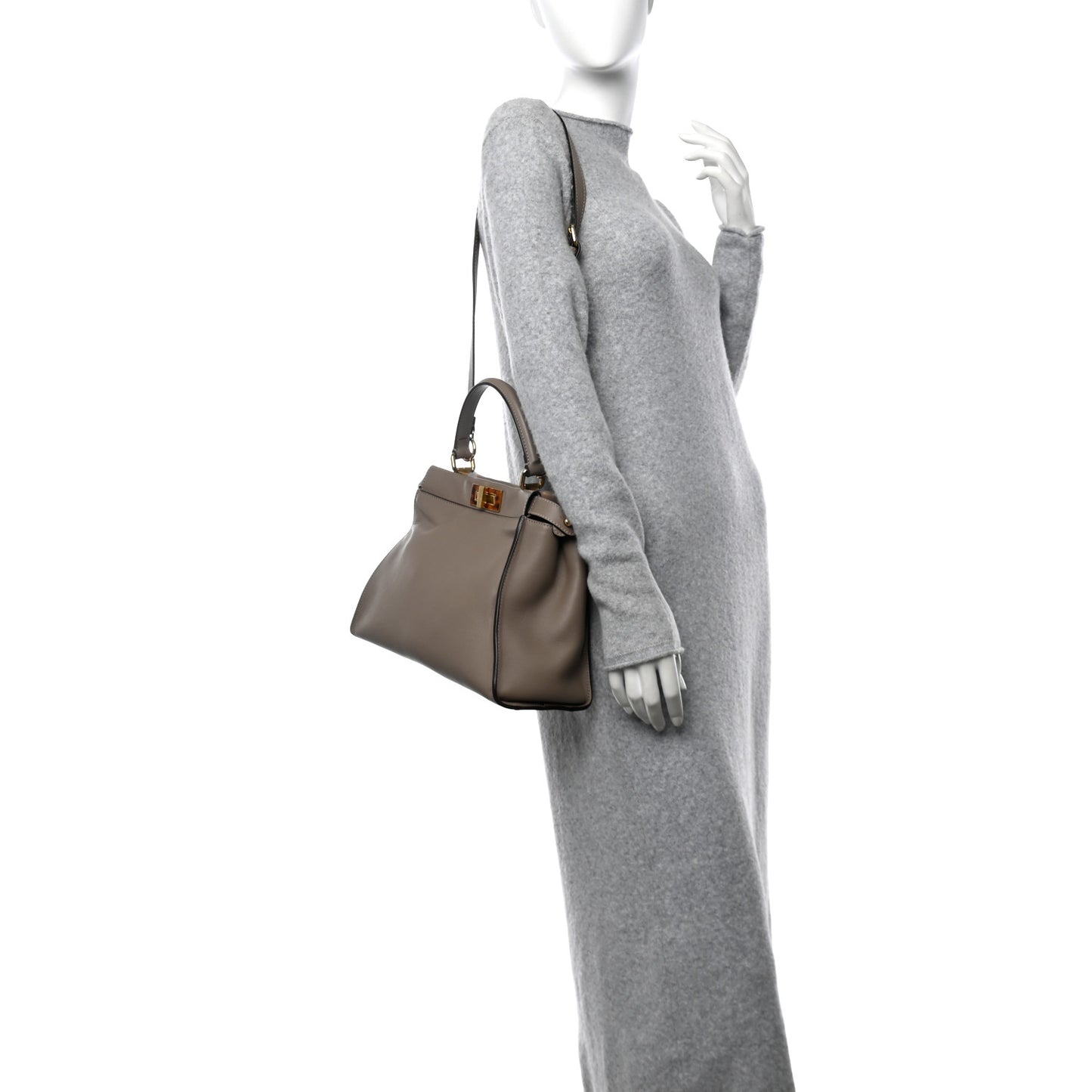 Vitello Seta Shiny Nappa Plexiglass Medium Peekaboo I SEE U Satchel Tortora
