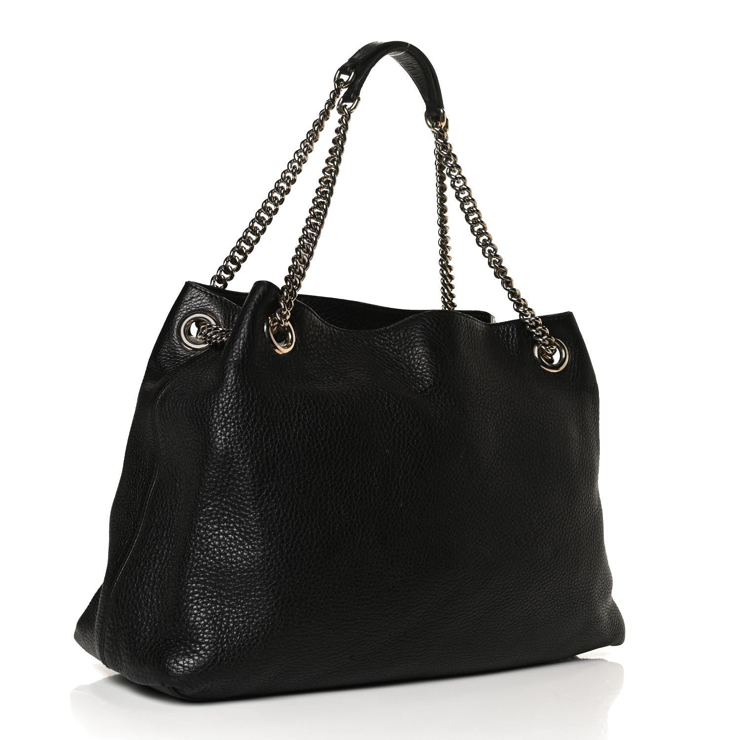 Gucci Pebbled Calfskin Medium Soho Chain Shoulder Bag Black 3 of 14
