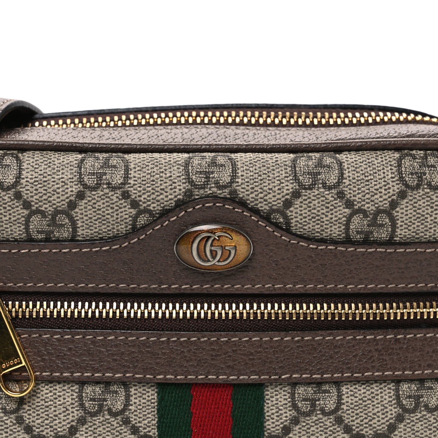 GG Supreme Monogram Web Mini Ophidia Shoulder Bag Brown