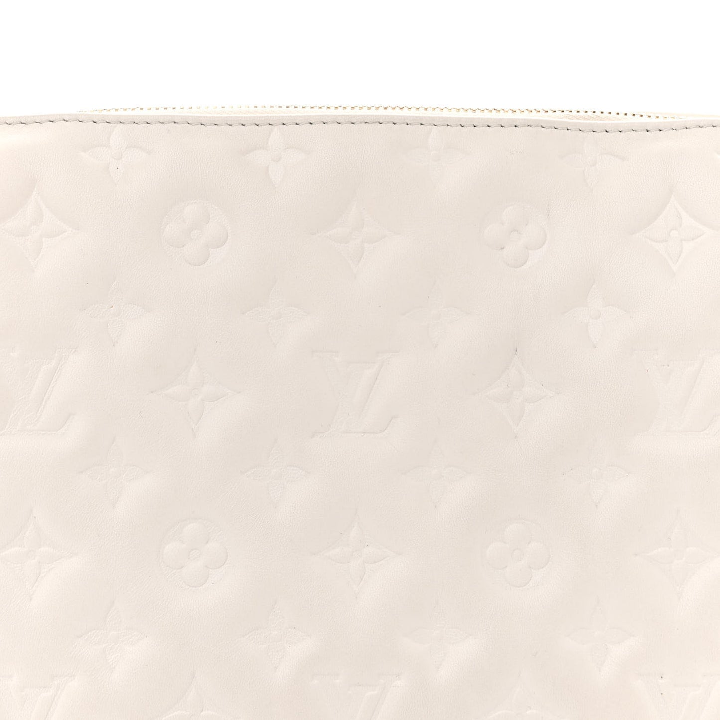 Lambskin Embossed Monogram Coussin PM Beige Cream