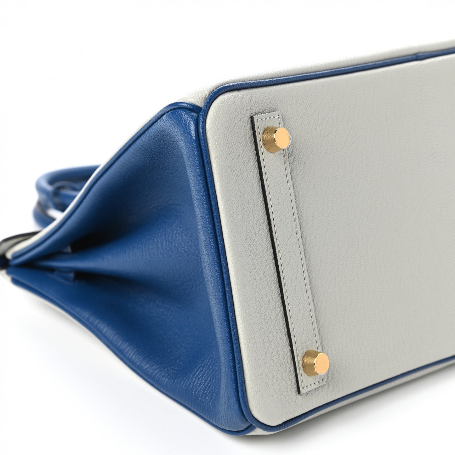 Chevre Mysore Bi-Color Horseshoe Birkin 30 Gris Perle Bleu Brighton