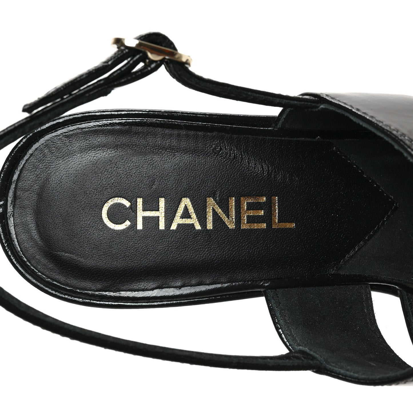 Crumpled Patent Lambskin Platform Sandals 38.5 Black