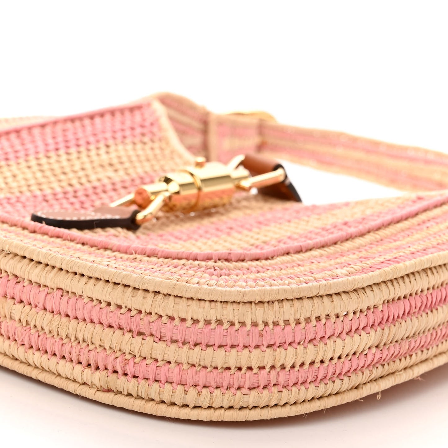 Raffia Woven Striped Small Jackie 1961 Hobo Pink White