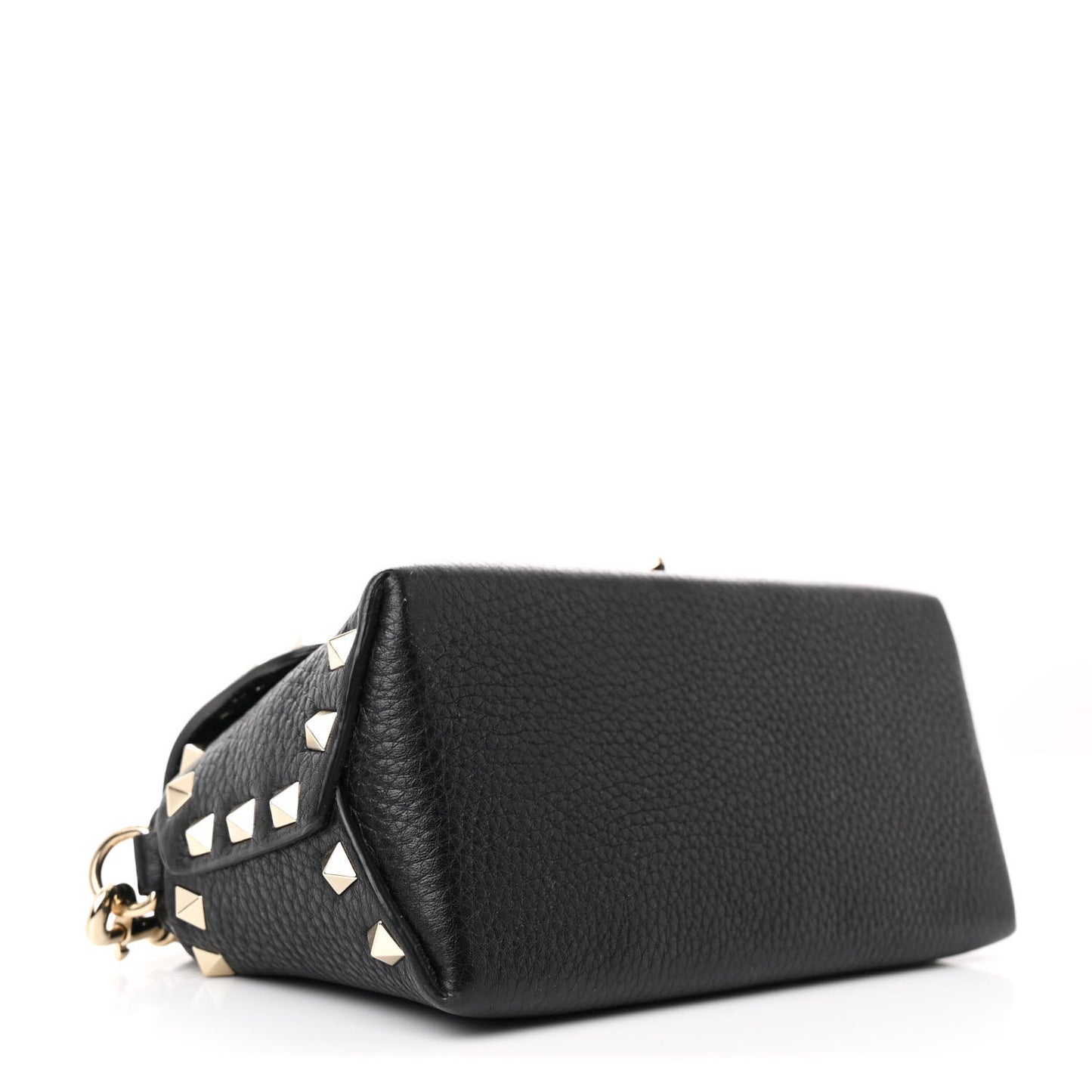 Pebbled Calfskin Mini Rockstud Crossbody Bag Black