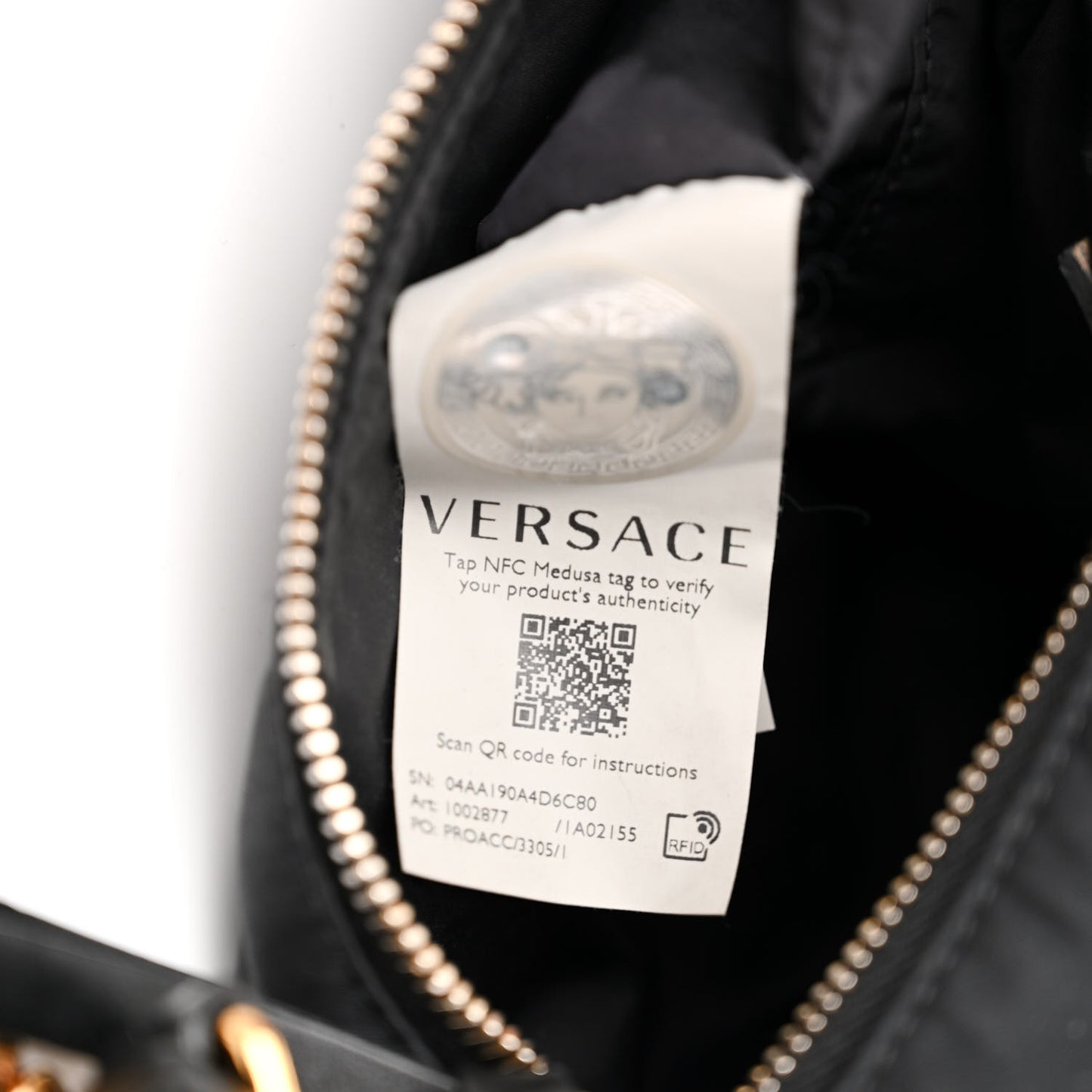 Nylon Medusa Shoulder Bag Black