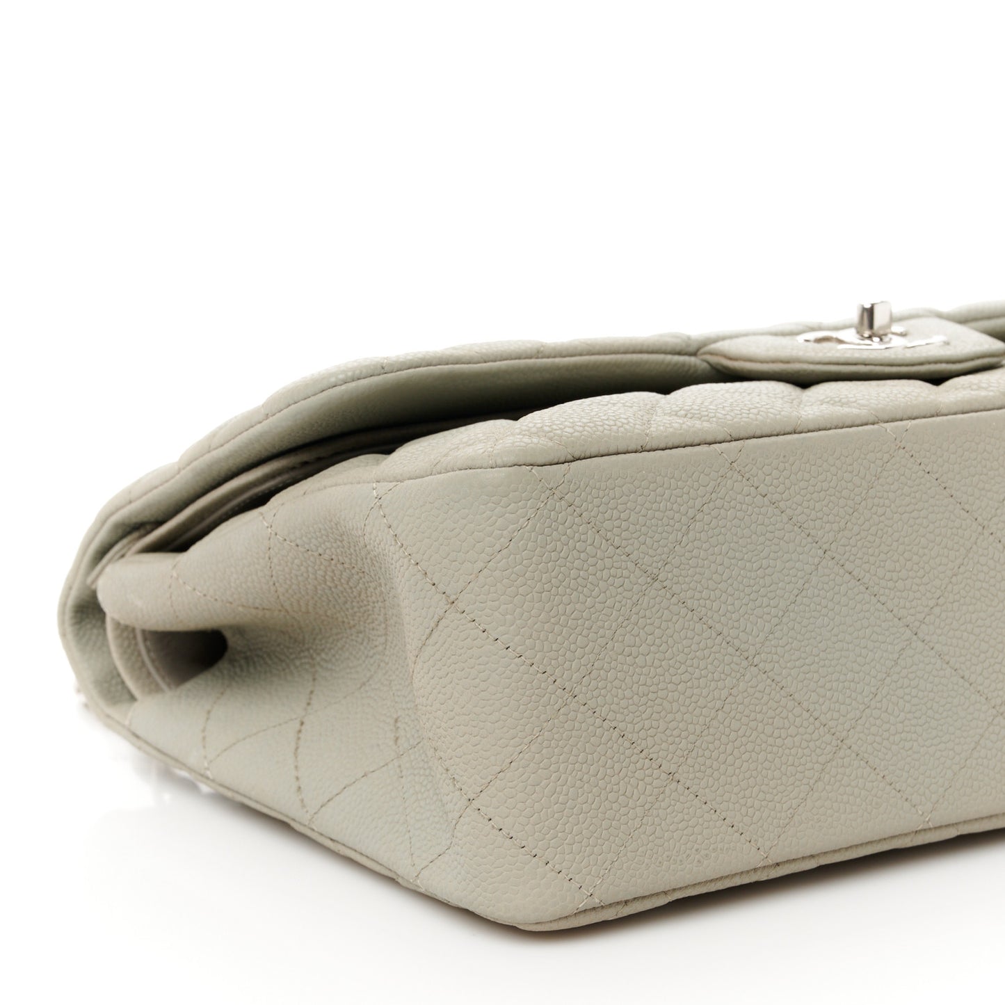 Caviar Quilted Jumbo Double Flap Grey