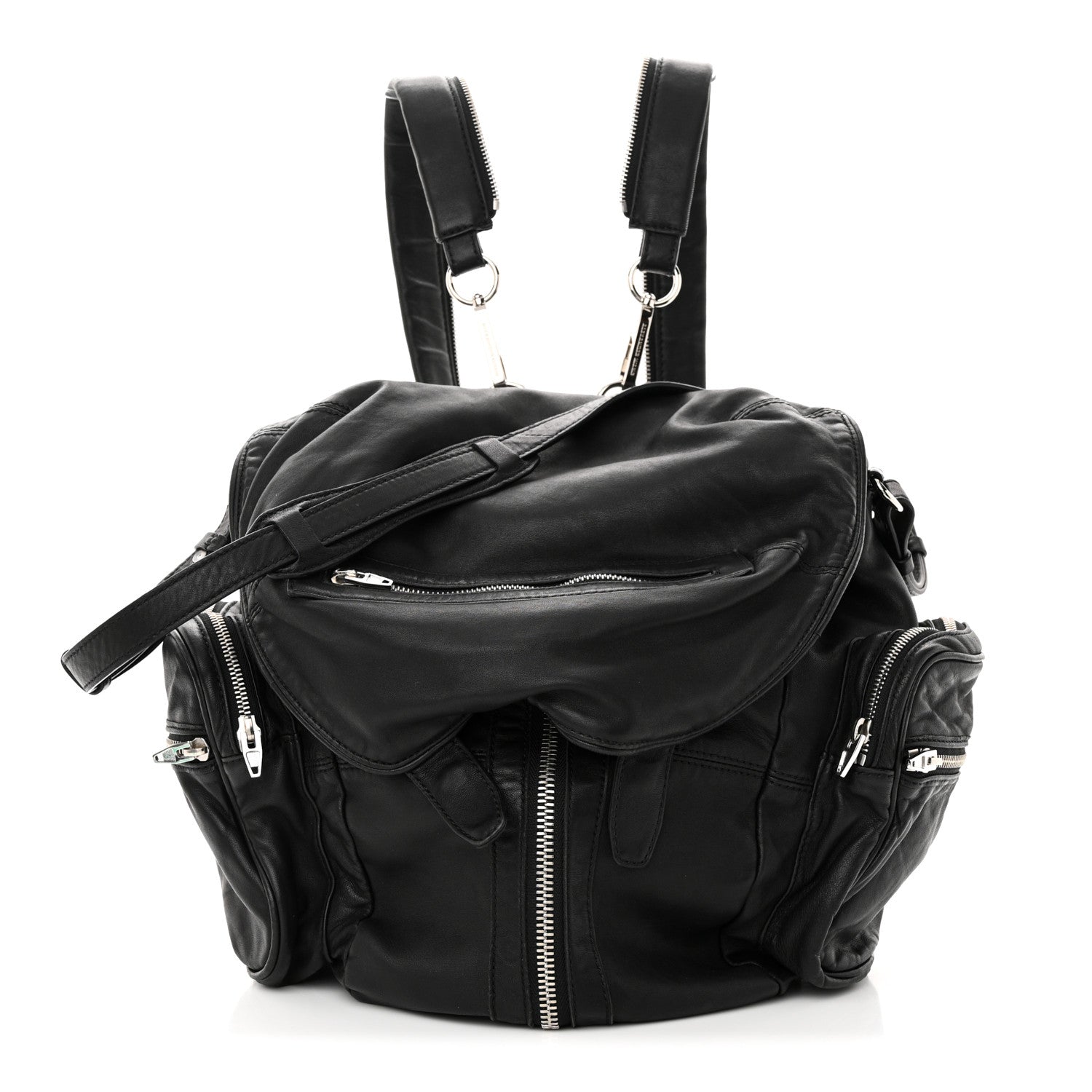 Alexander Wang Lambskin Marti Backpack Bag Washed Black Rhodium Hardware 1 of 9