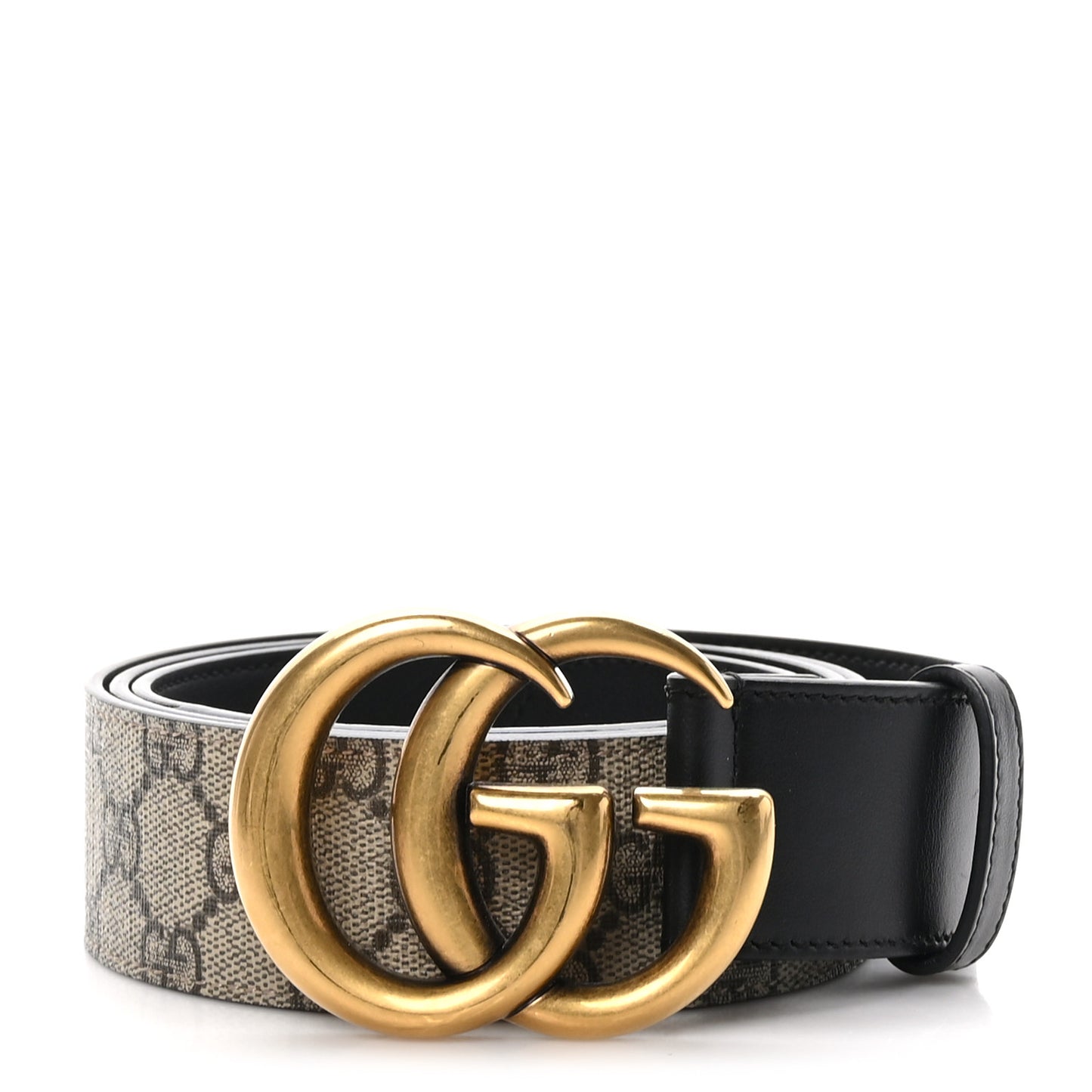 GG Supreme Monogram Matte Plutone Calfskin Double G 40mm Belt 115 46 Beige Ebony Black