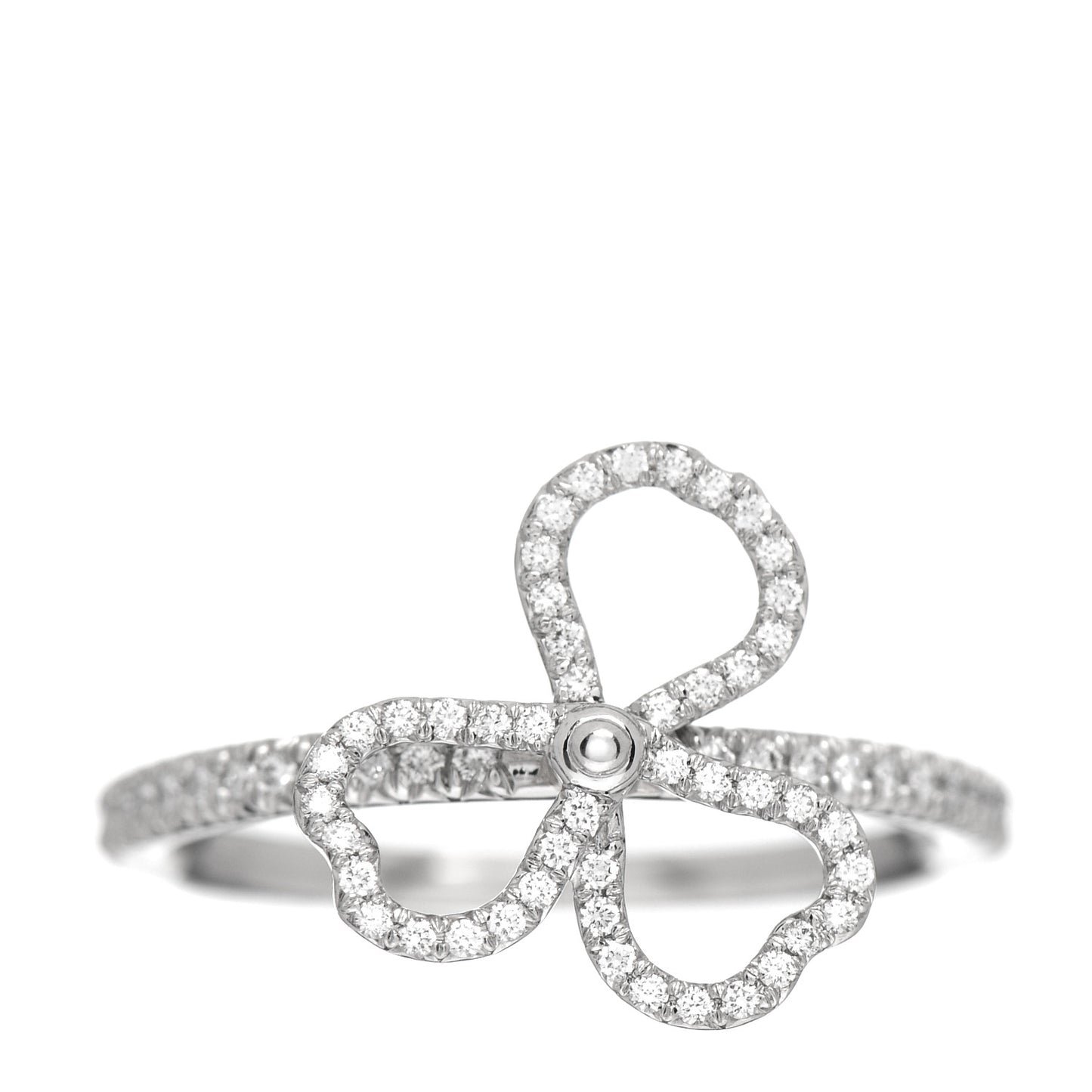 Platinum Diamond Small Open Paper Flowers Ring 49 5