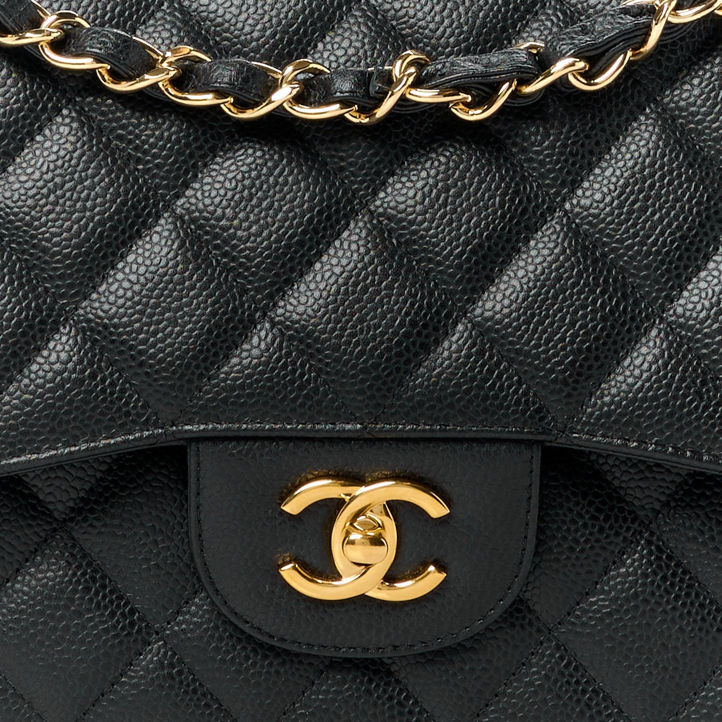 Caviar Quilted Jumbo Double Flap Black