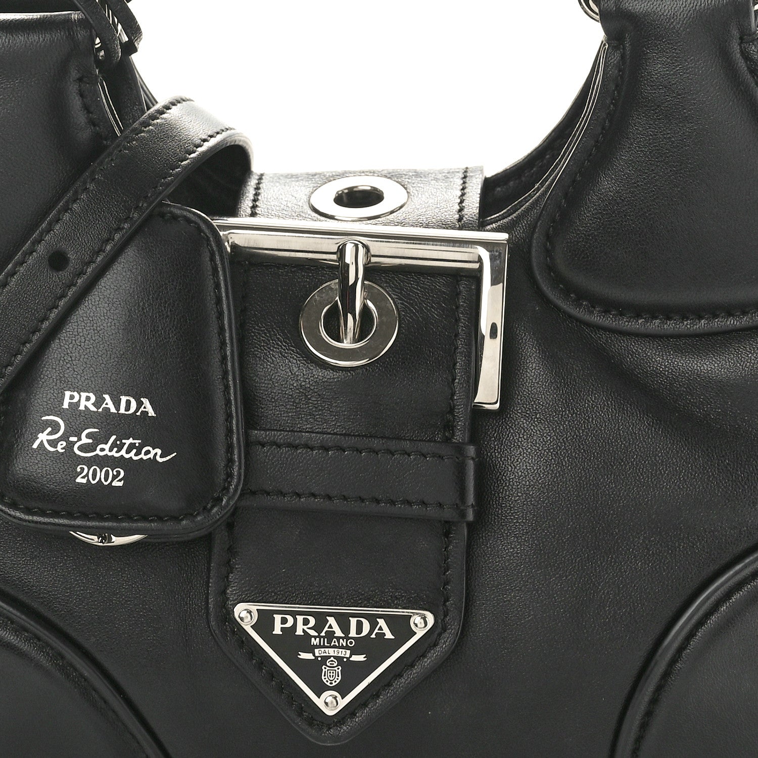 Prada Nappa Soft Padded Re-Edition 2002 Moon Bag Black 7 of 9