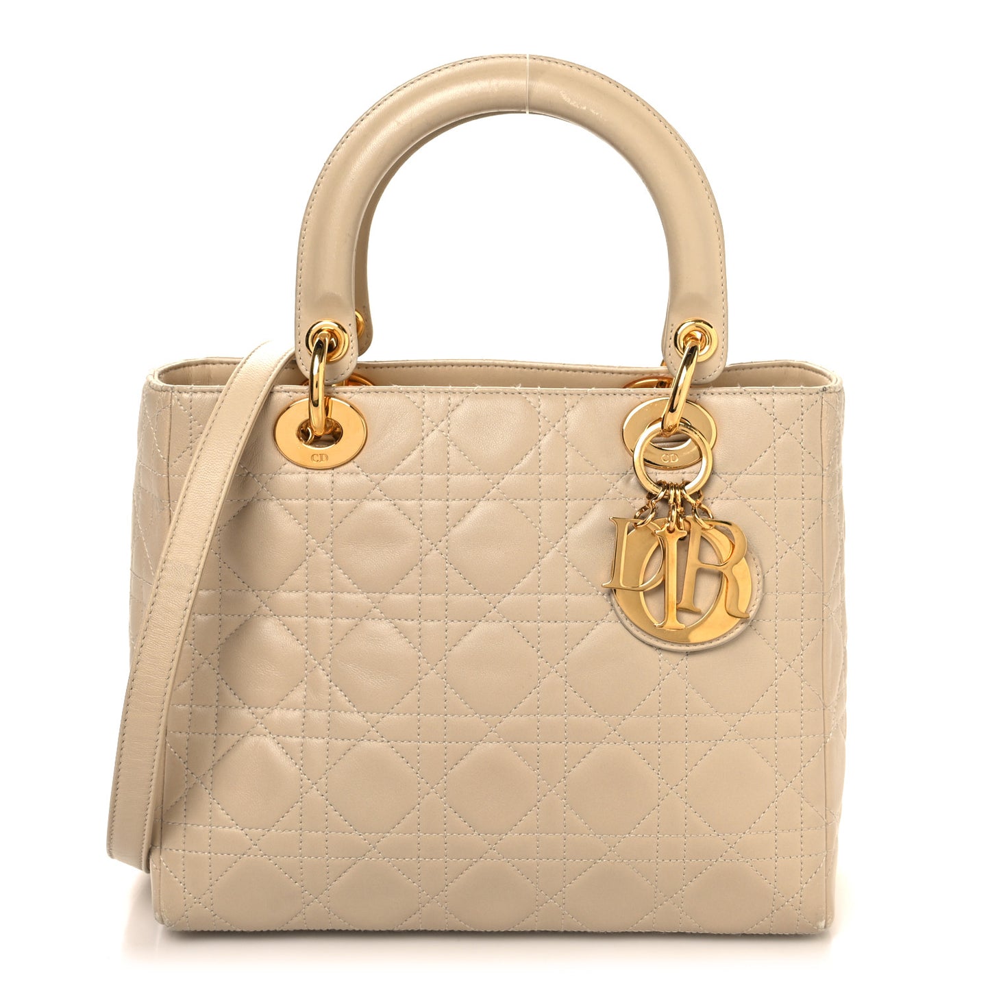 Lambskin Cannage Medium Lady Dior Light Beige