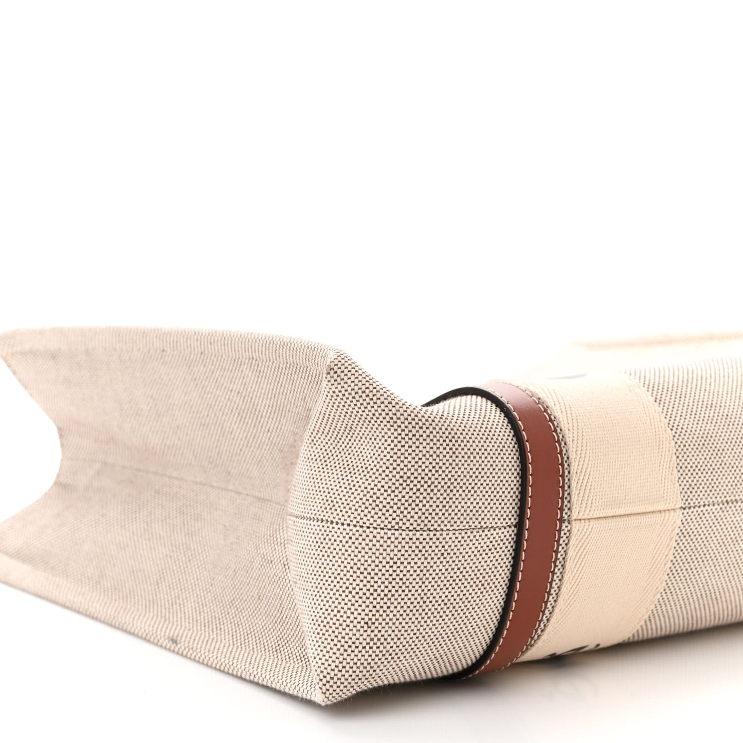 Cotton Calfskin Medium Woody Ribbon Tote White Brown