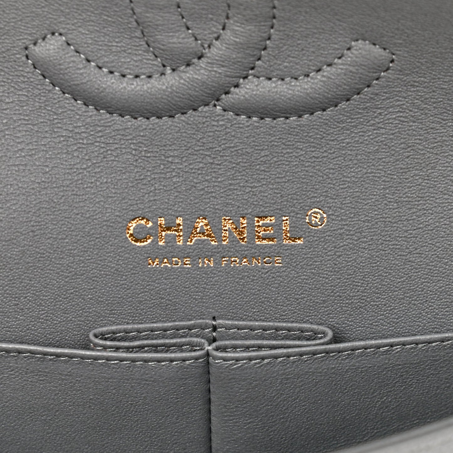 Caviar Quilted Medium Double Flap Grey