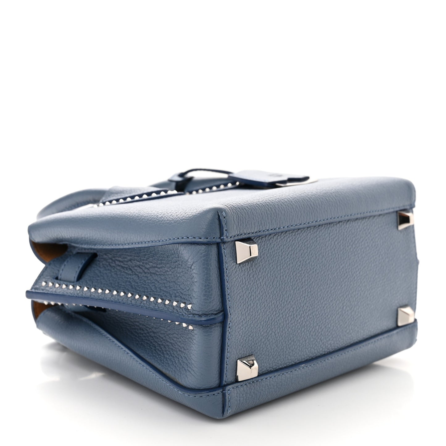 Grained Calfskin Studded Mini Milla Tote Luft Blue