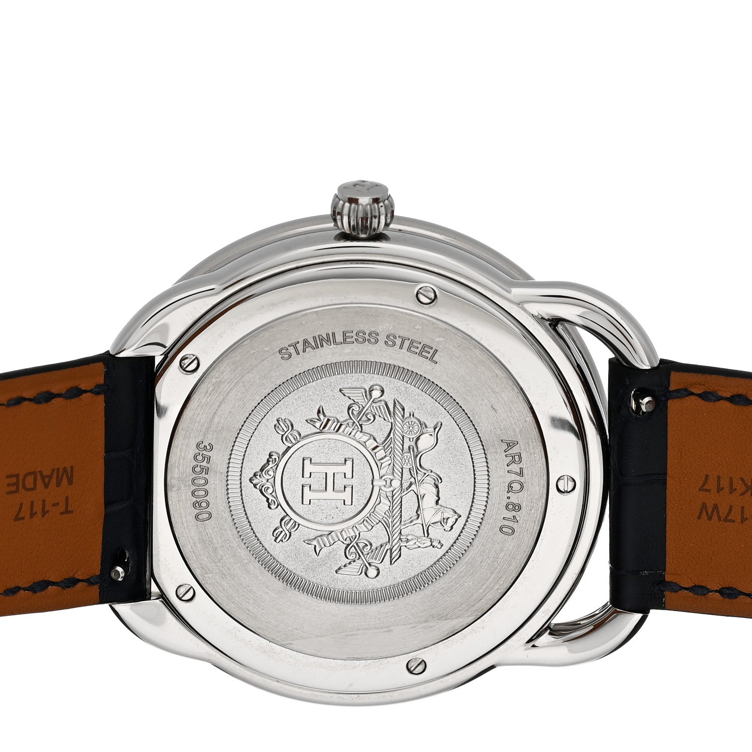 Hermes Stainless Steel Alligator 40mm Arceau Quartz Watch Bleu Abysse 4 of 5