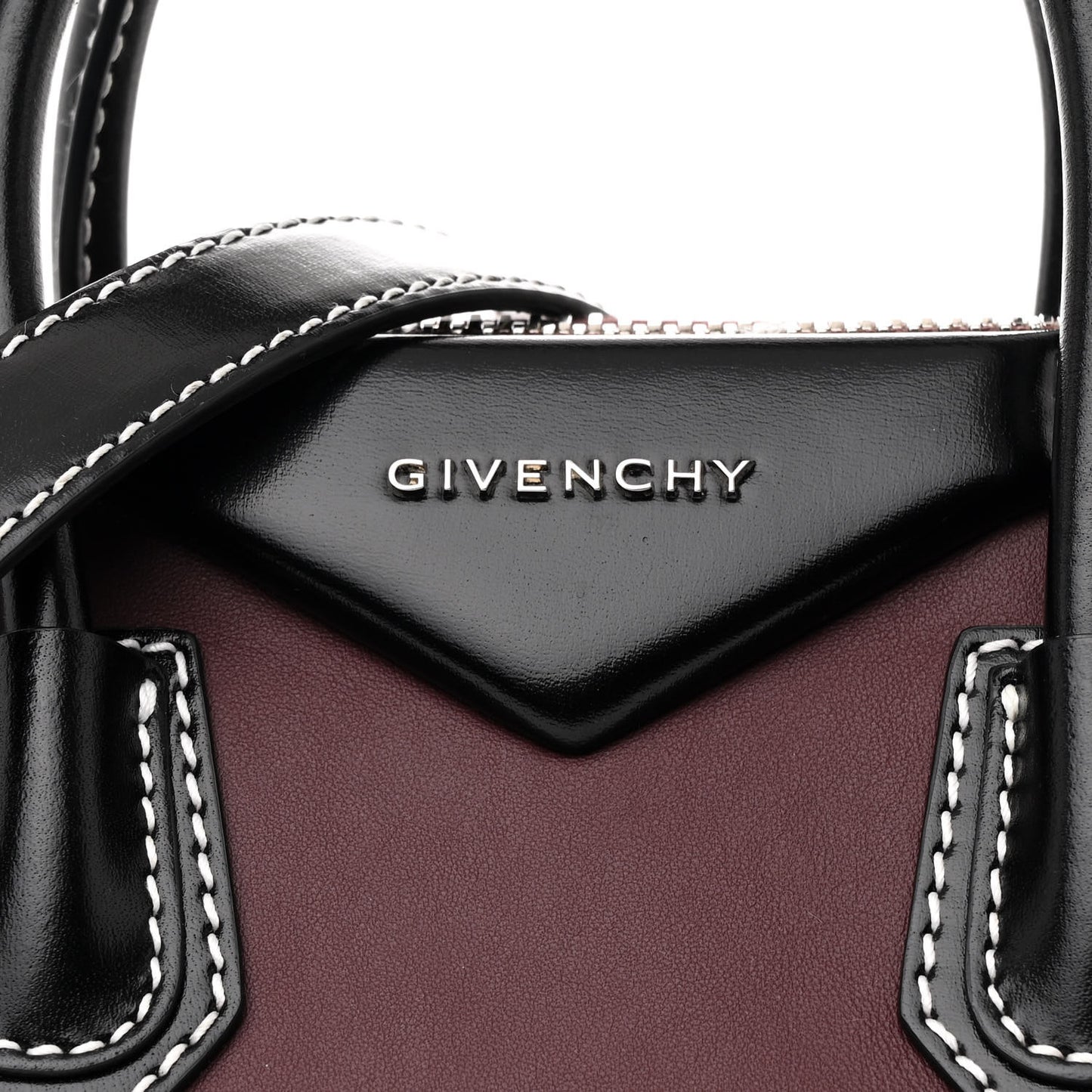 Calfskin Small Bi-Color Topstitch Antigona Oxblood Black