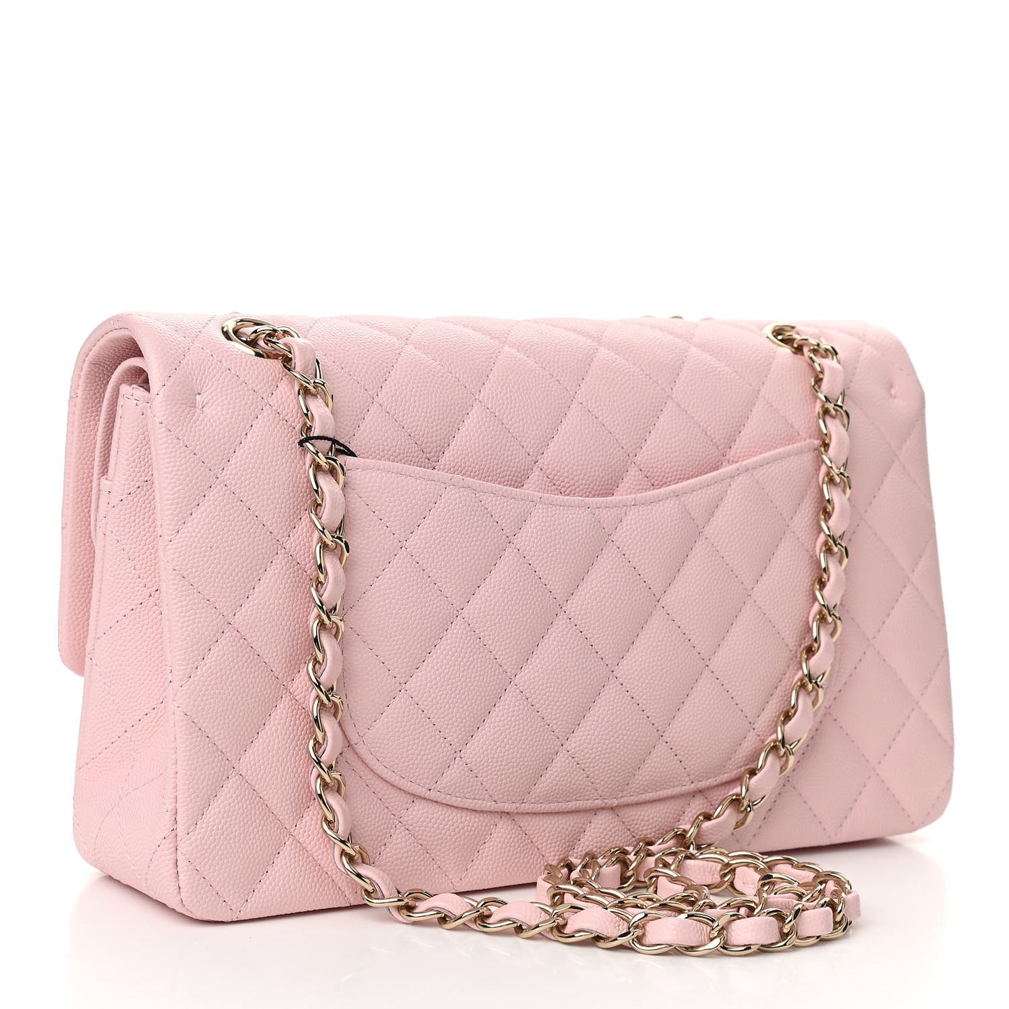 Caviar Quilted Medium Double Flap Light Pink