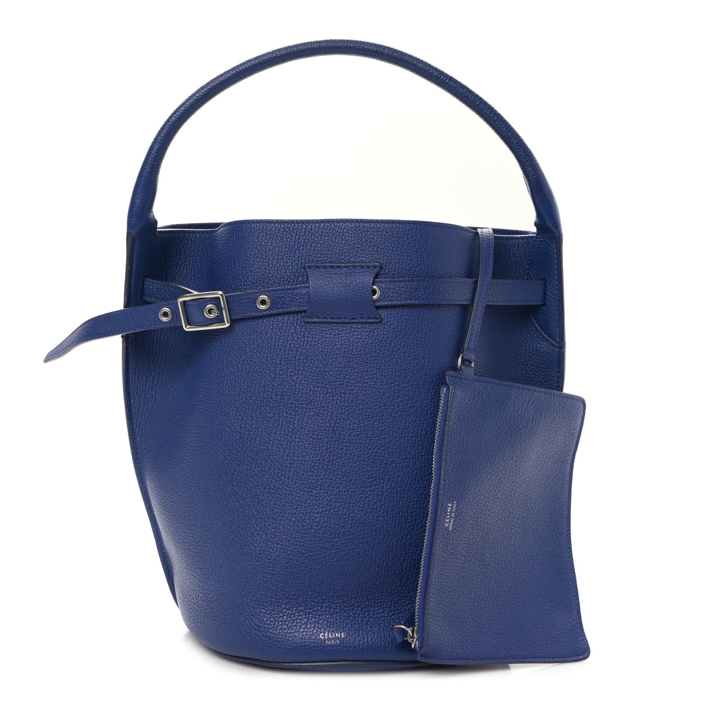 Supple Grained Calfskin Big Bag Bucket Cobalt