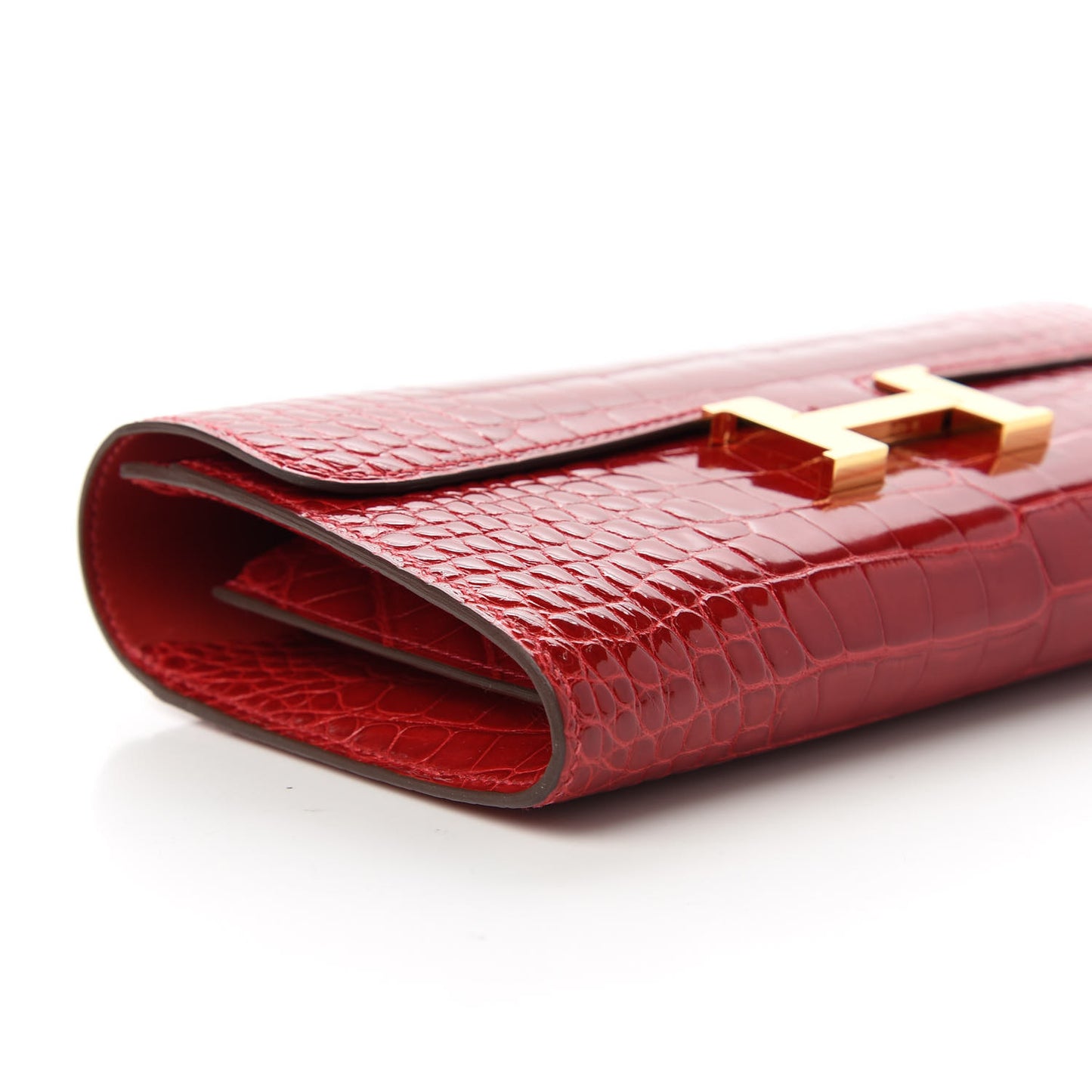 Shiny Alligator Constance Long Wallet Rouge Vif