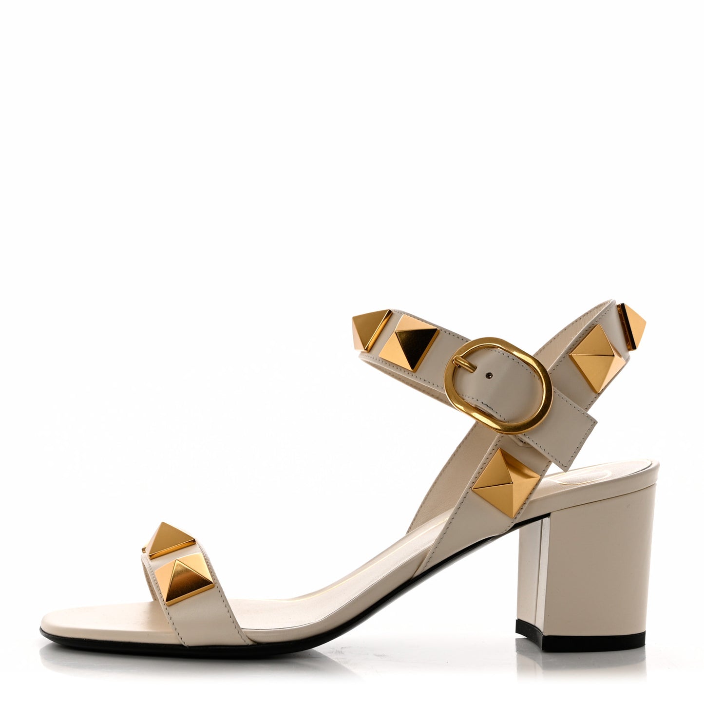 Calfskin Roman Stud 60mm Sandals 36.5 Light Ivory