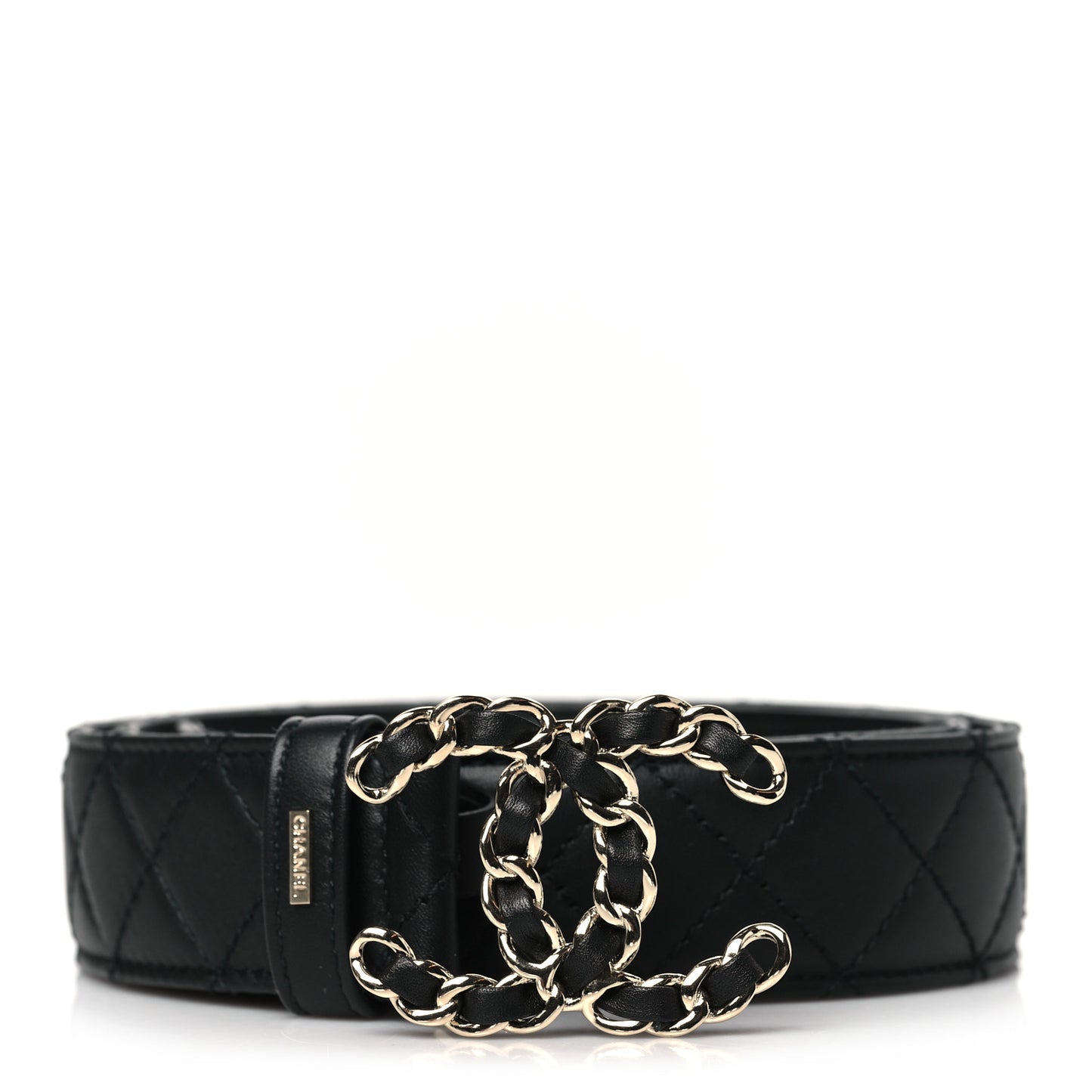 Calfskin Quilted CC Chain Belt 75 30 Black