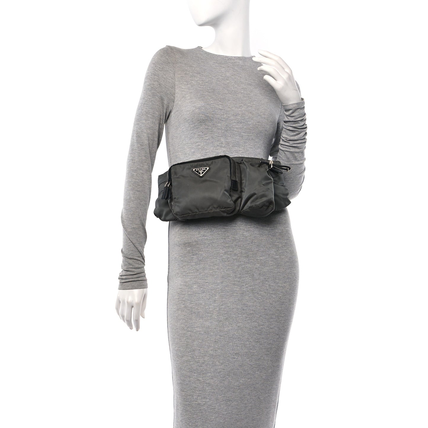 Tessuto Nylon Multipocket Belt Bag Grey