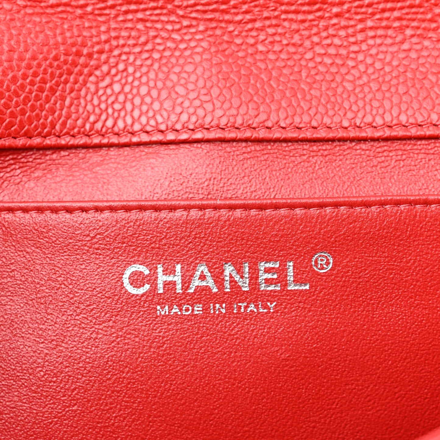 Caviar Quilted Clutch With Chain Flap Red