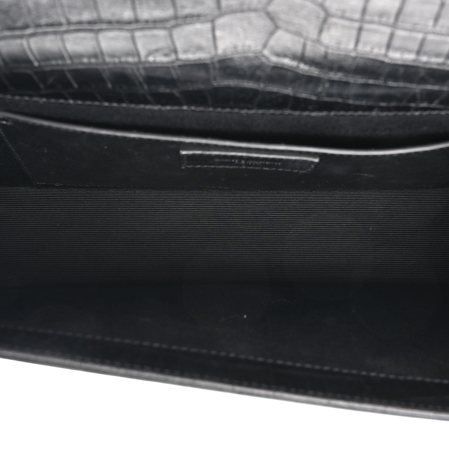 Saint Laurent Calfskin Crocodile Embossed Medium Classic Monogram Kate Tassel Satchel Black 5 of 17