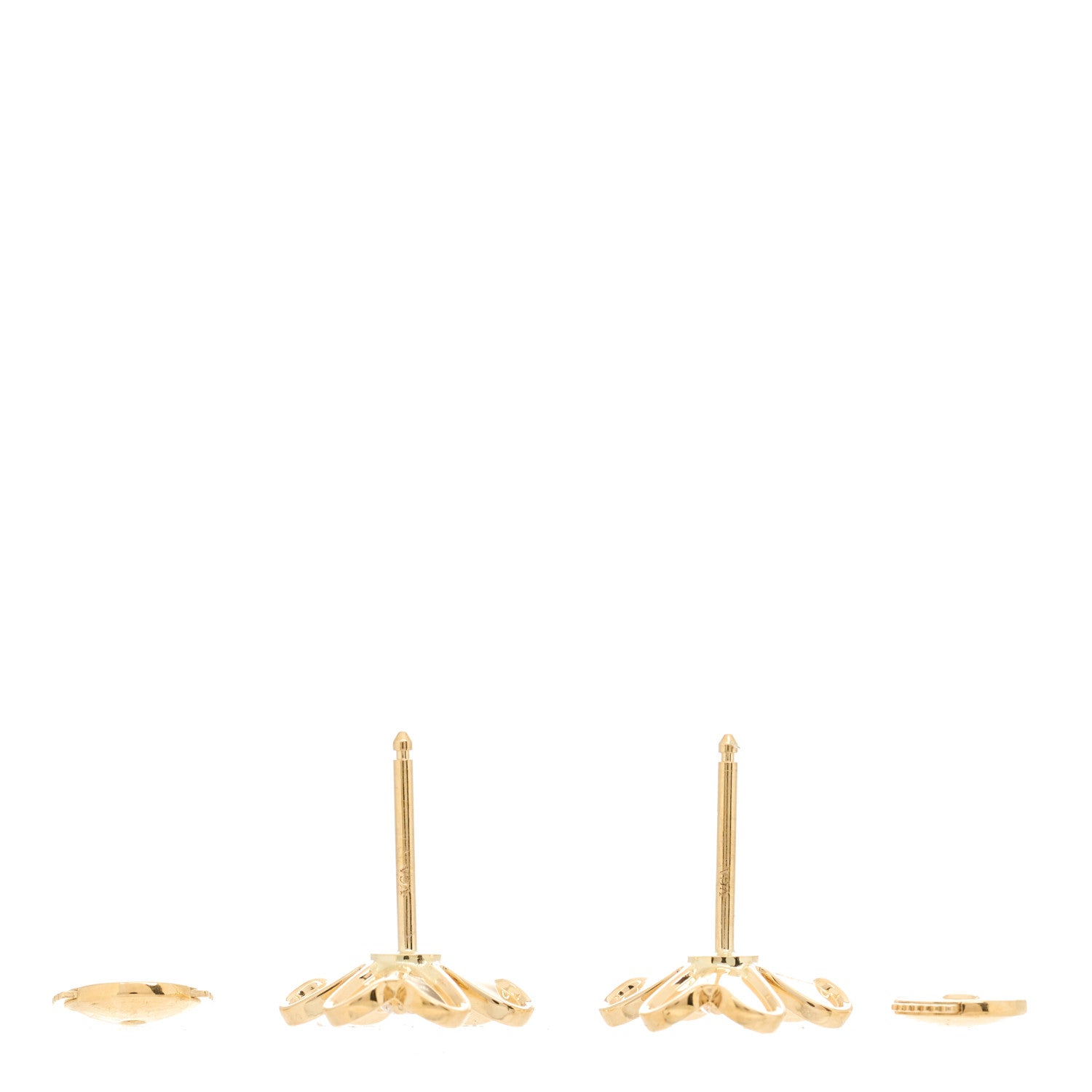 Van Cleef & Arpels 18K Yellow Gold Diamond Mini Frivole Earrings 3 of 5