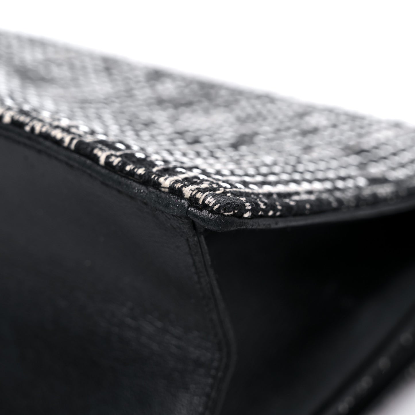 Tweed Embellished Diorama Flap Bag Black White